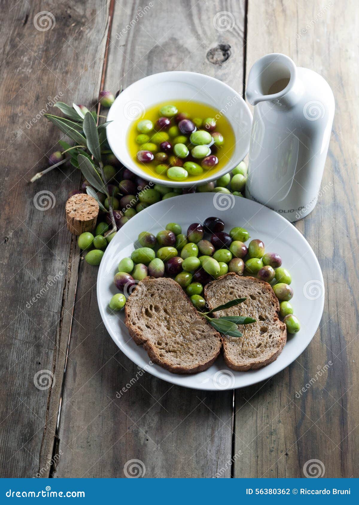 Olive Oil on Wooden Table with Bread Stock Photo Image of ingredients, clear 56380362