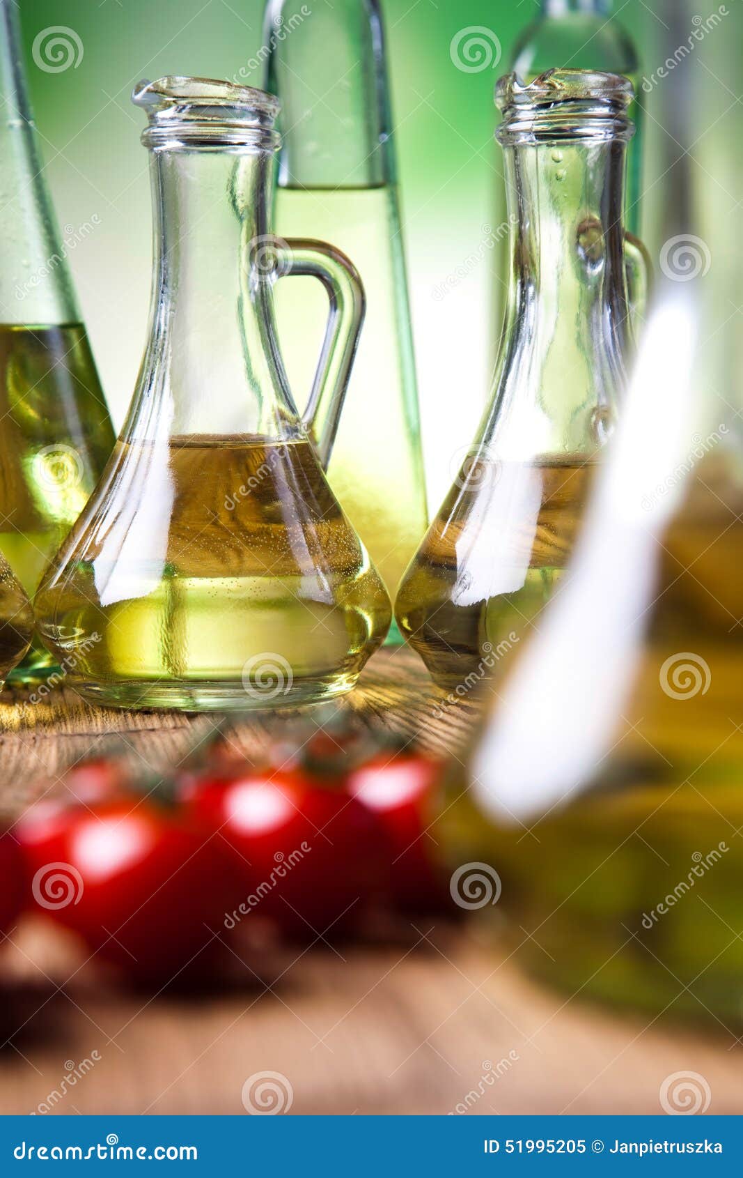 Olive Oils in Bottles, Mediterranean Rural Theme Stock Image Image of