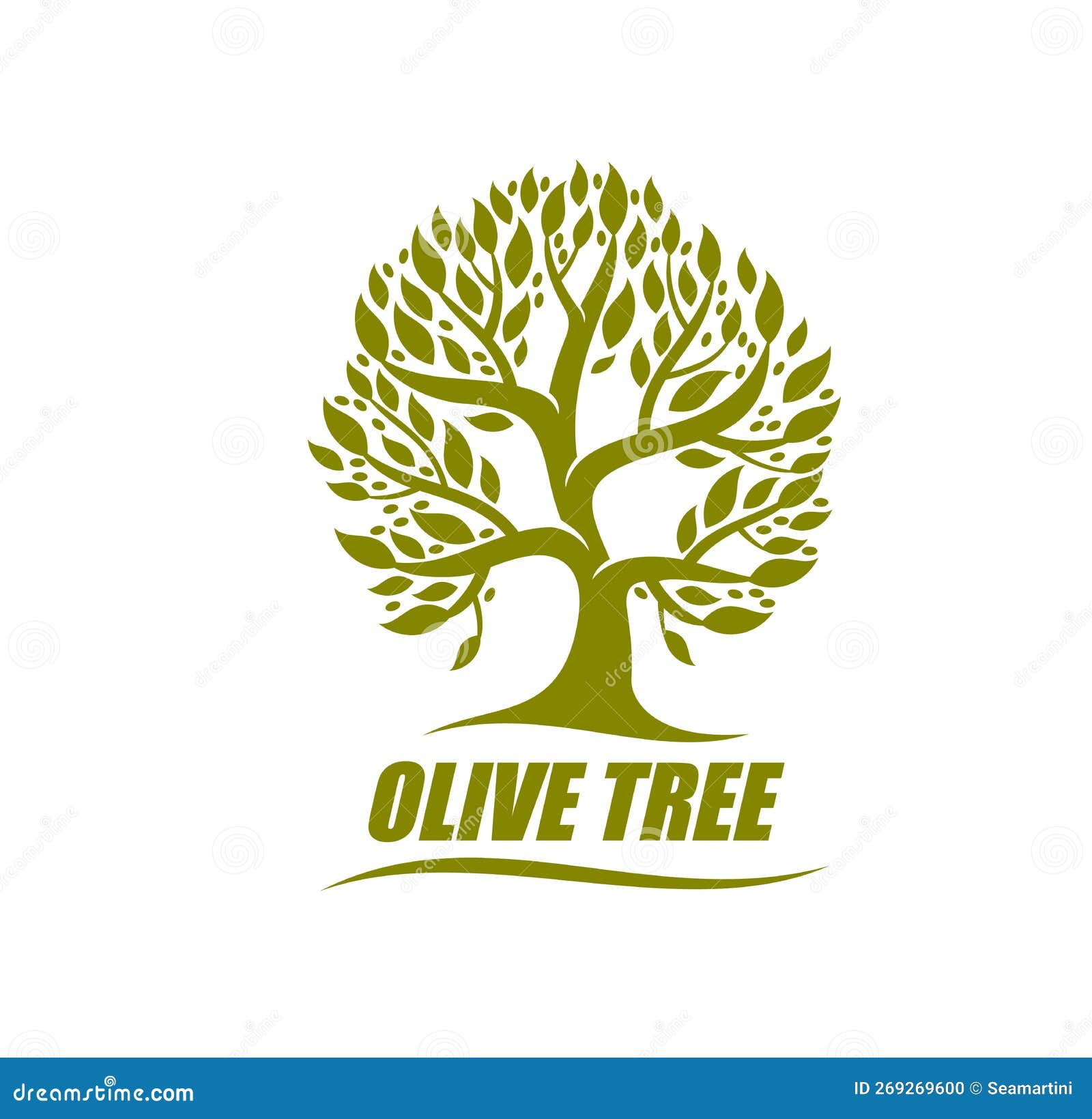 Olive Tree Symbol, Isolated Vector Emblem Stock Vector - Illustration