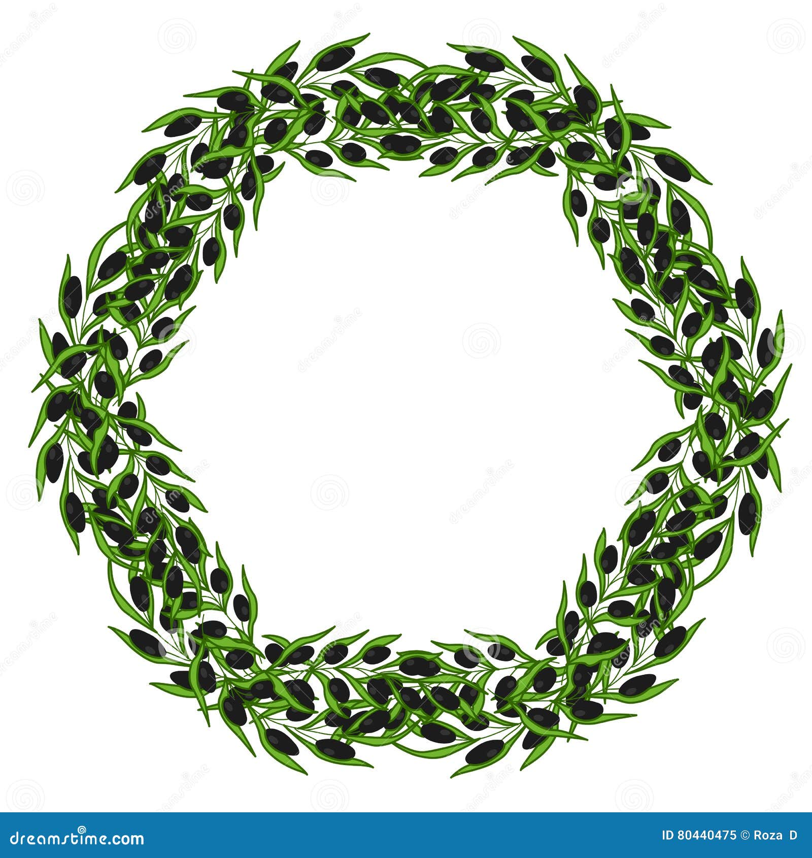 Olive Wreath and Branch Hand Drawn Sketch Illustration 2 Stock Vector ...