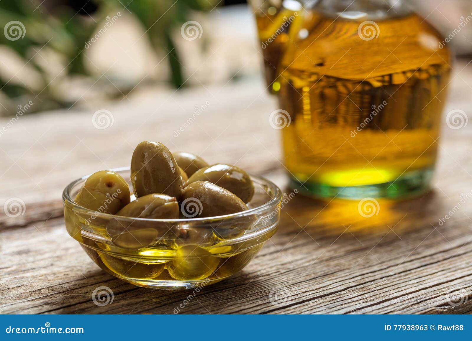 Olives and Olive Oil on a Table Stock Image Image of diet, freshness