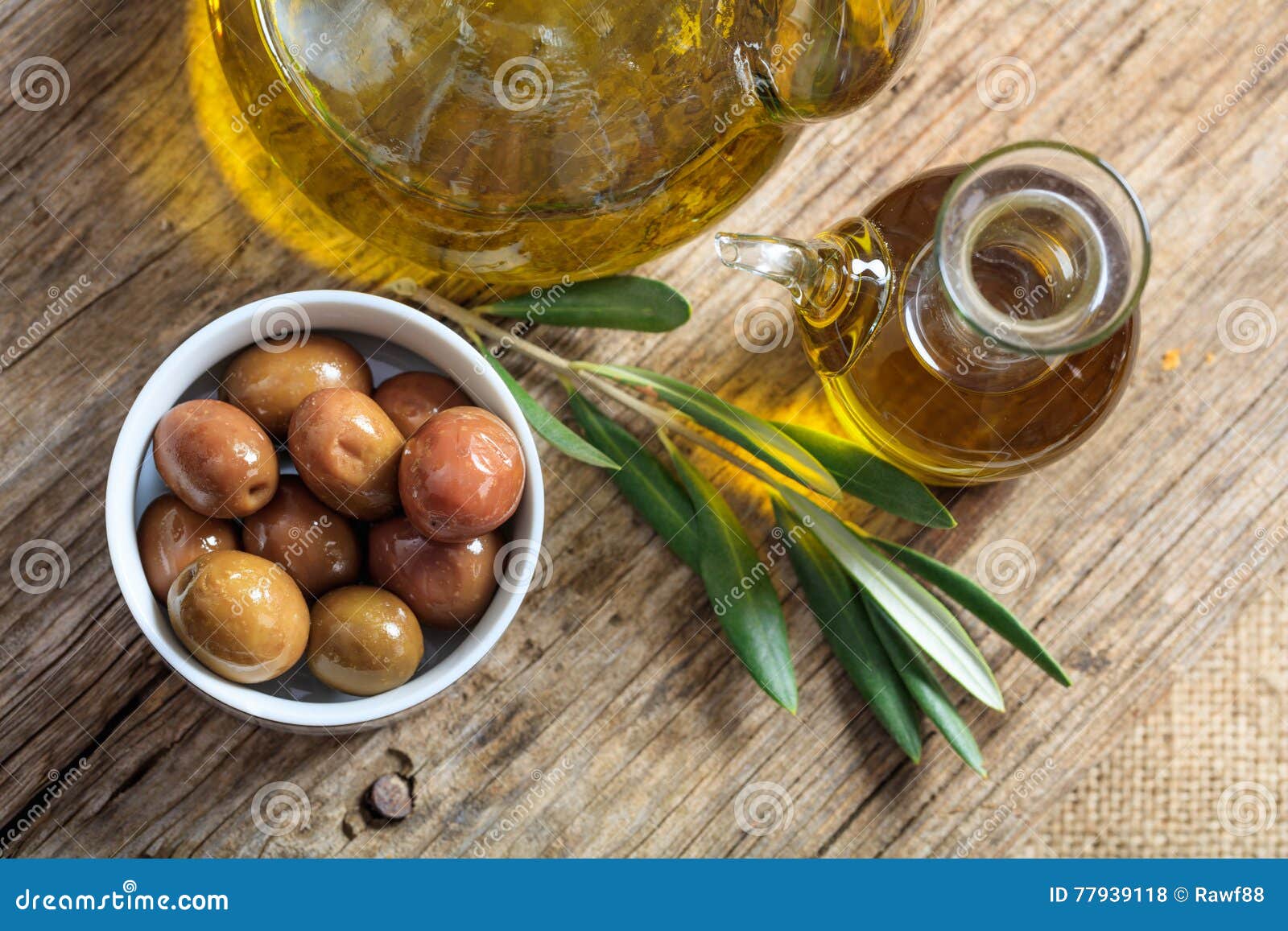 Olives and Olive Oil on a Table Stock Photo Image of nutrition