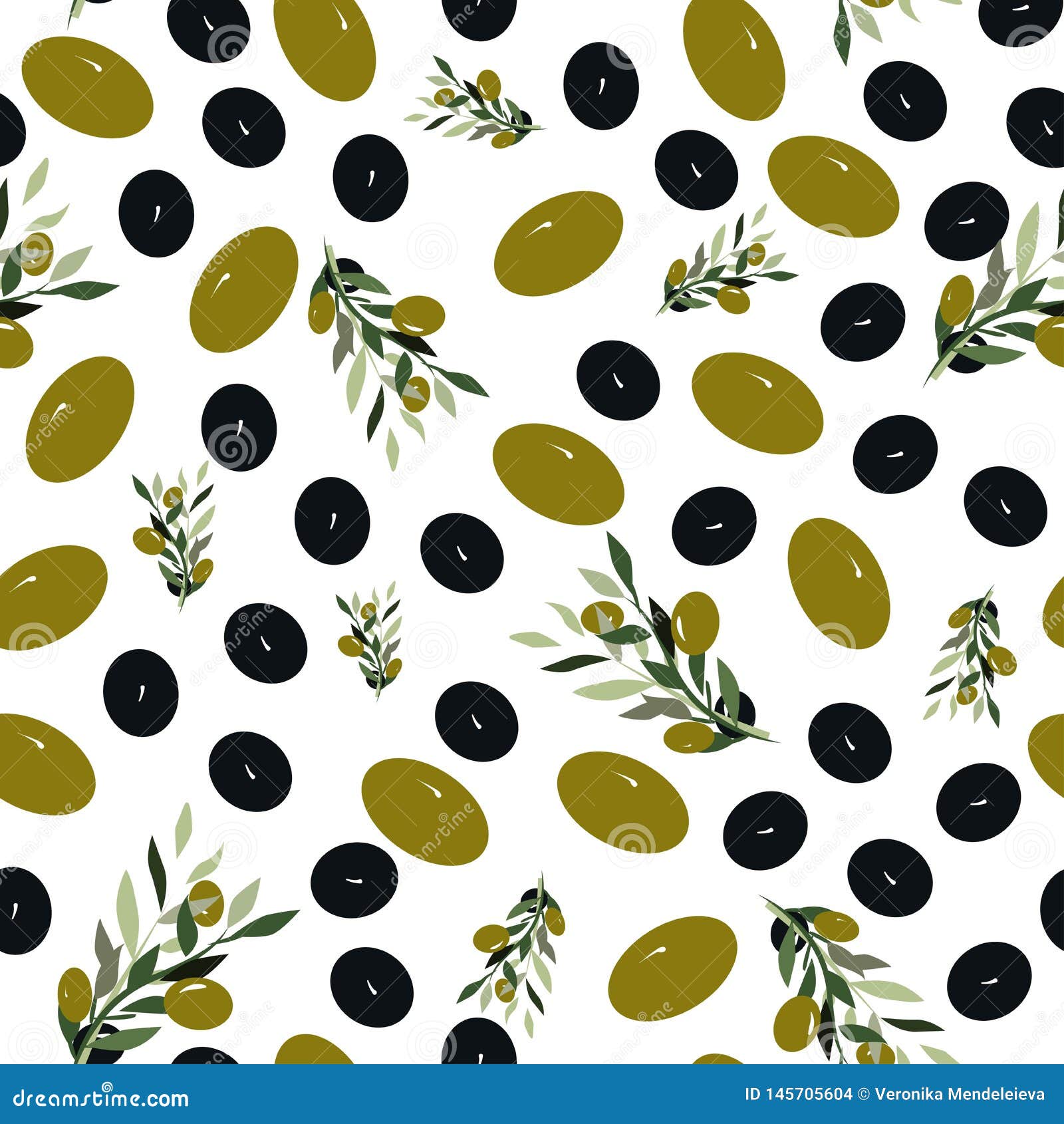 Olive Branch Seamless Pattern. Digital Background for Your Design Stock Vector Illustration of