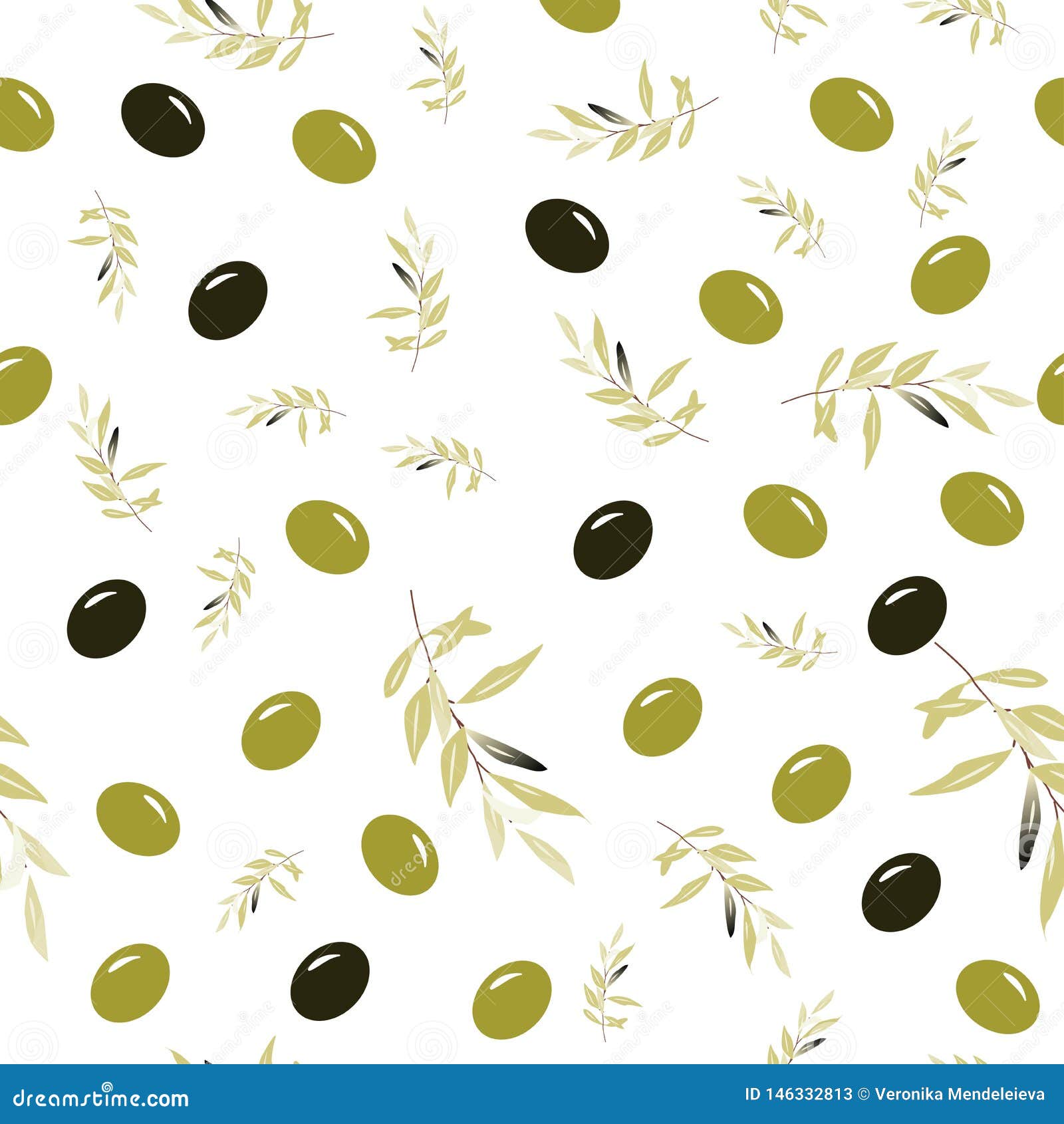 Olive Branch Seamless Pattern. Digital Background for Your Design Stock Vector Illustration of