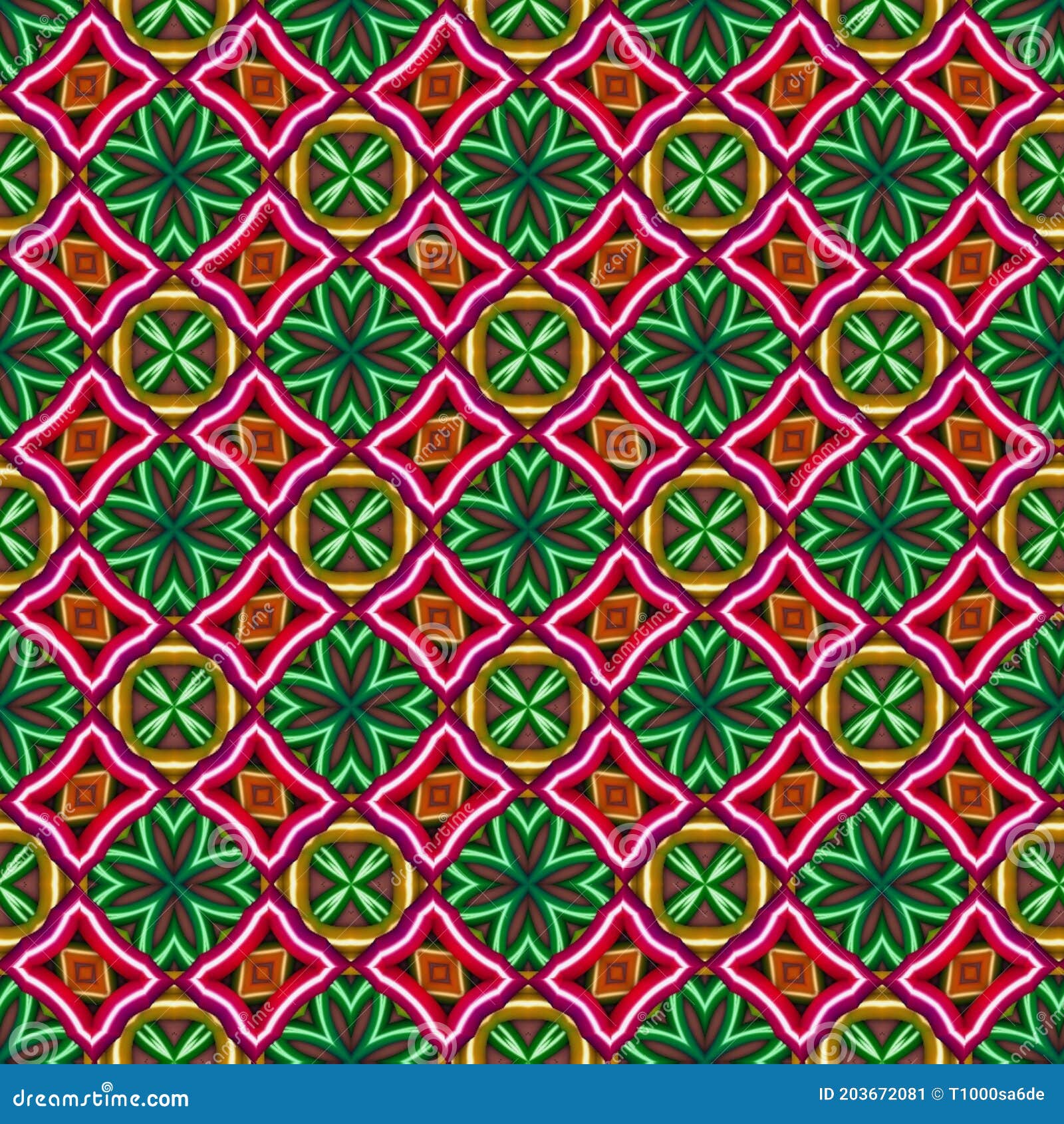Olorful Symmetrical Repeating Patterns for Textiles, Ceramic Tiles
