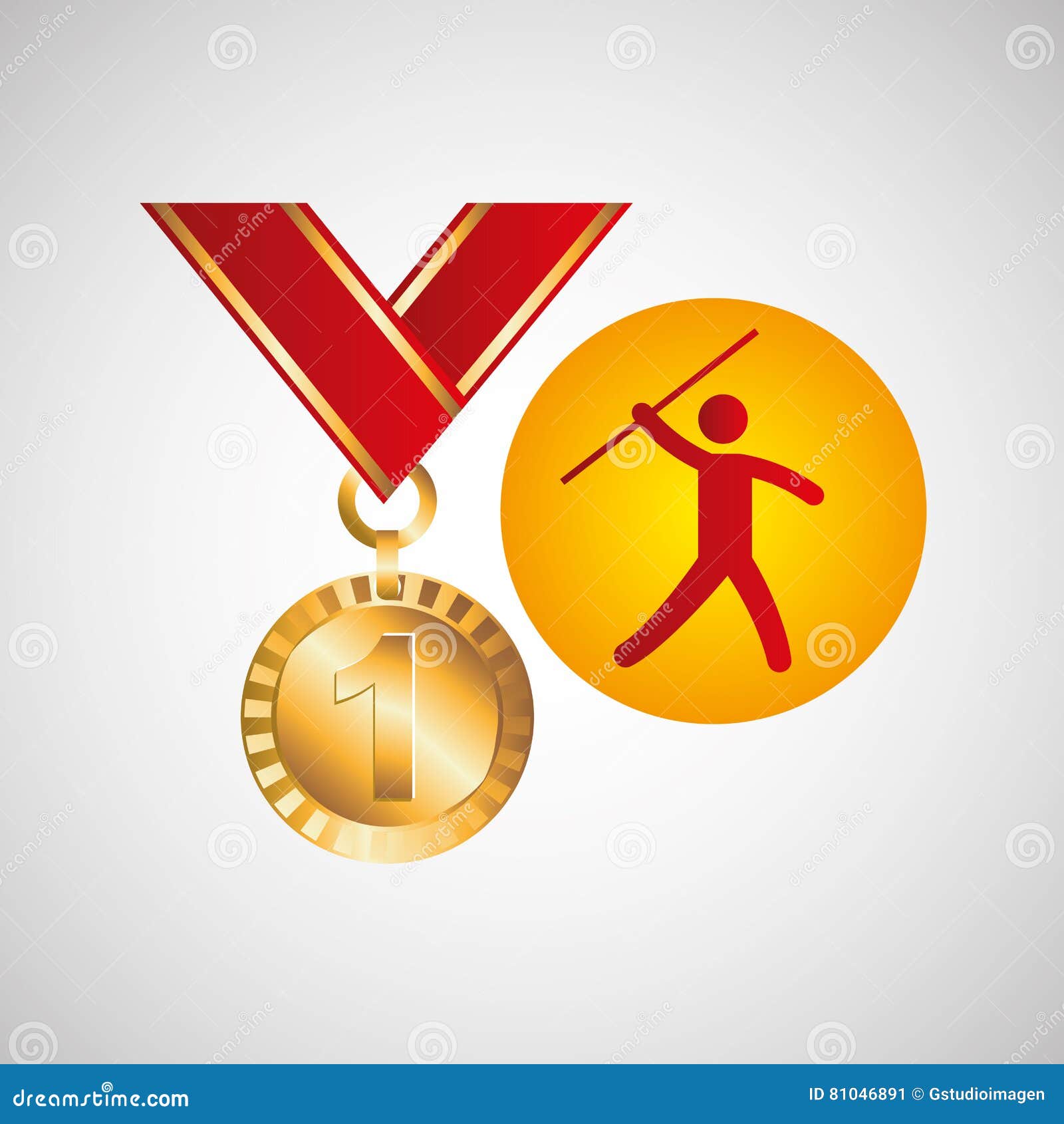 Olympic Gold Medal Javelin Throw Icon Stock Vector Illustration of
