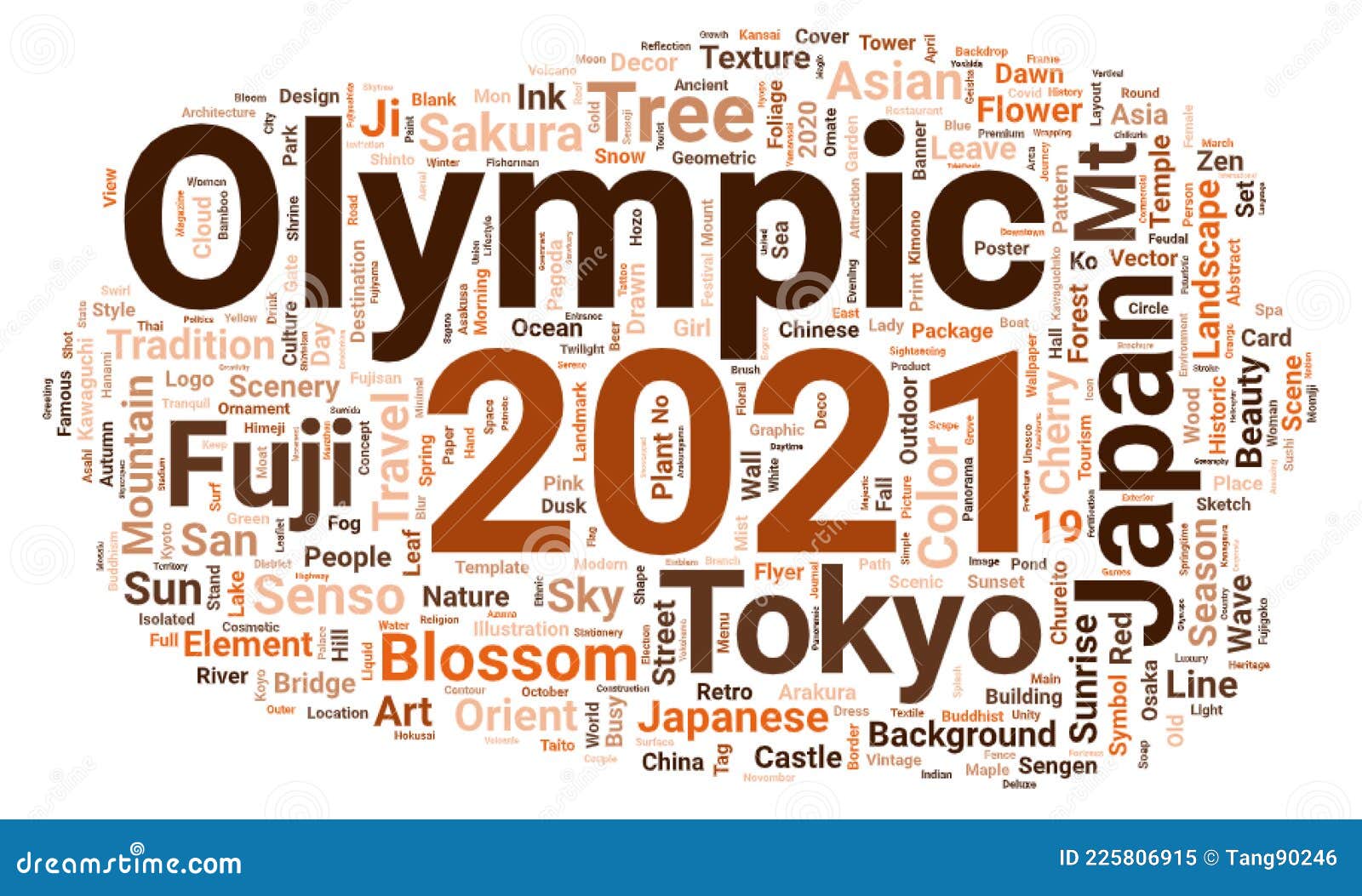 Olympic 2021 Word Cloud Concept on White Background Stock Illustration