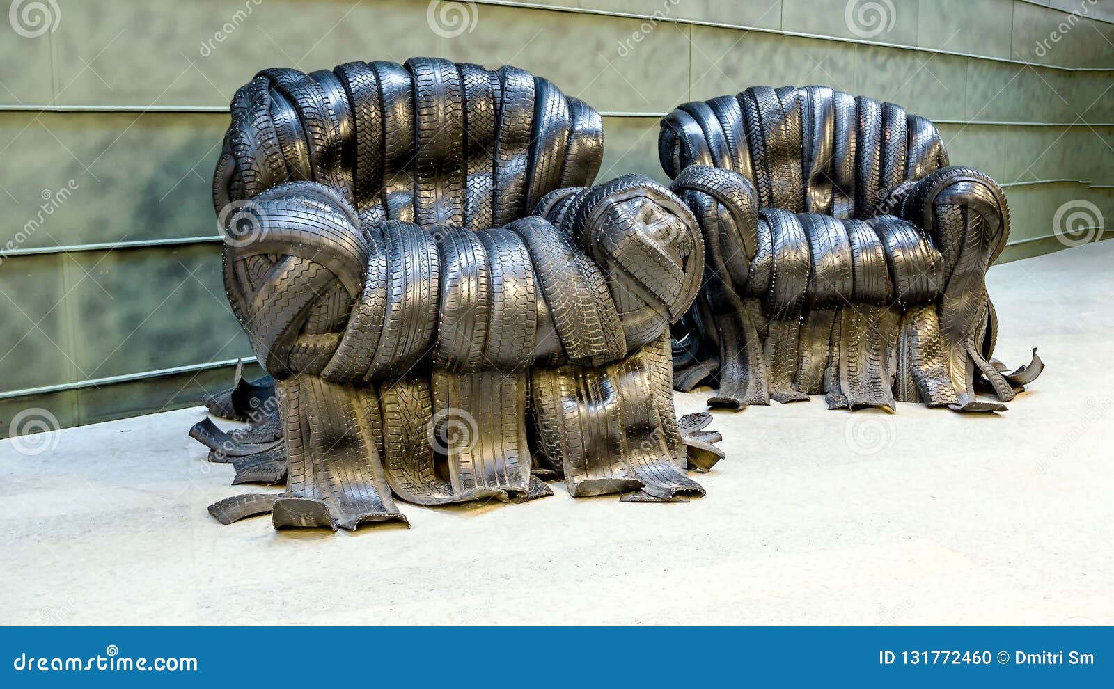 Chairs Made From Used Car Tires Stock Photo Image Of Part Heap