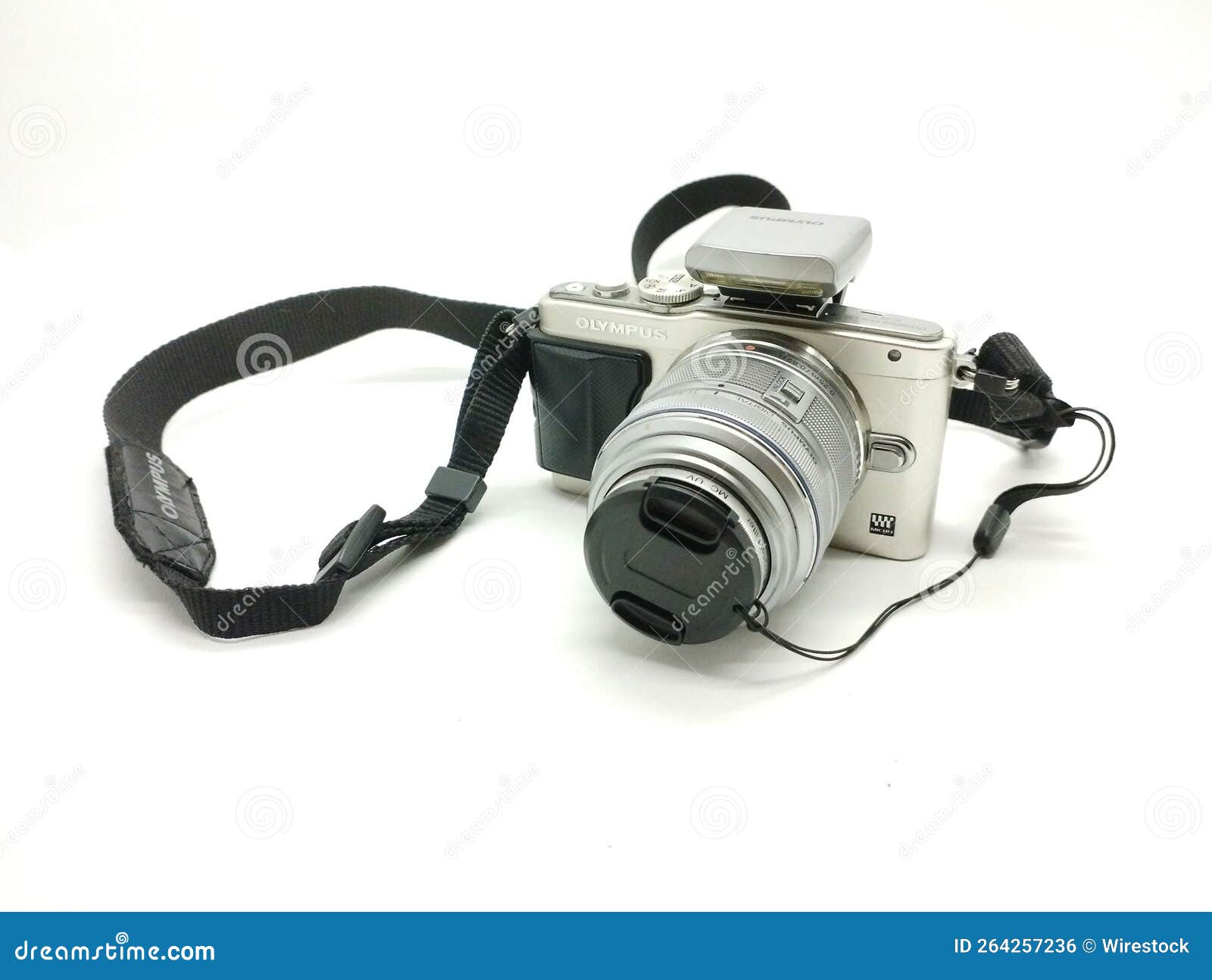 Olympus Pen Lite EPL-5 Camera on White Background Editorial Photo