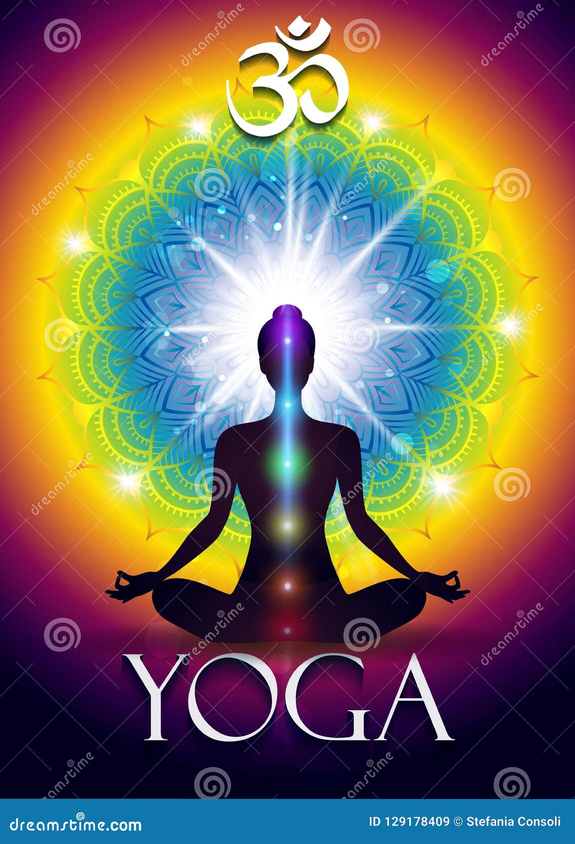 Om Yoga chakra stock illustration. Illustration of asanas - 129178409