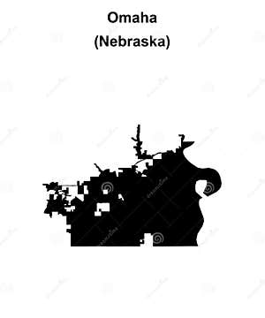 Outline Omaha Nebraska City Skyline With Blue Buildings And Copy Space 