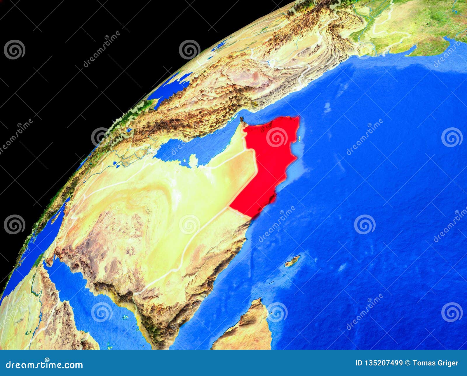 Oman on Earth from space stock image. Image of sultanate 135207499