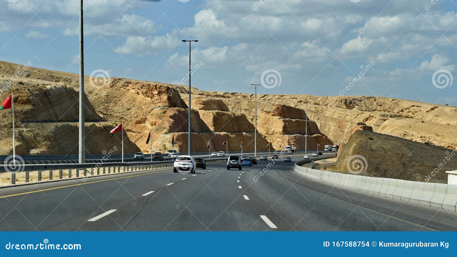 Oman Express Highway Roads.Road Trip at the Capital of Oman Muscat