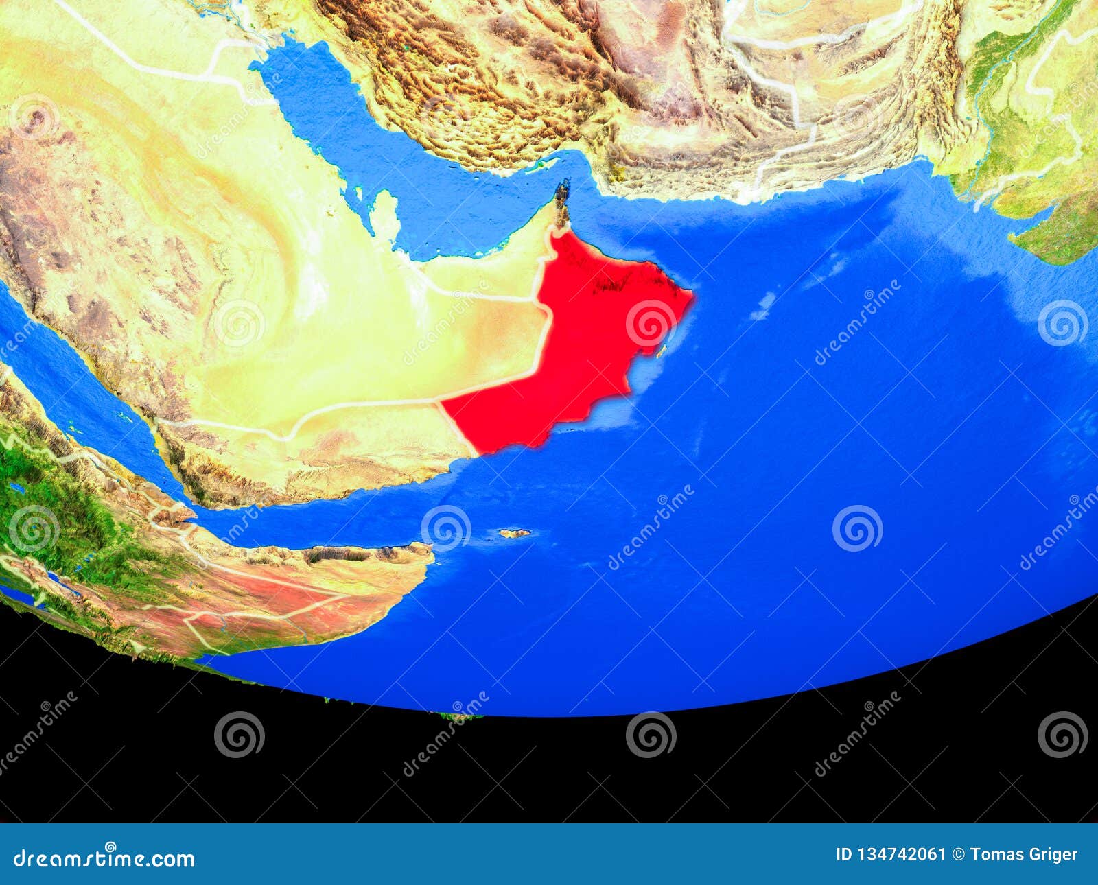 Oman from space on Earth stock illustration. Illustration of continent