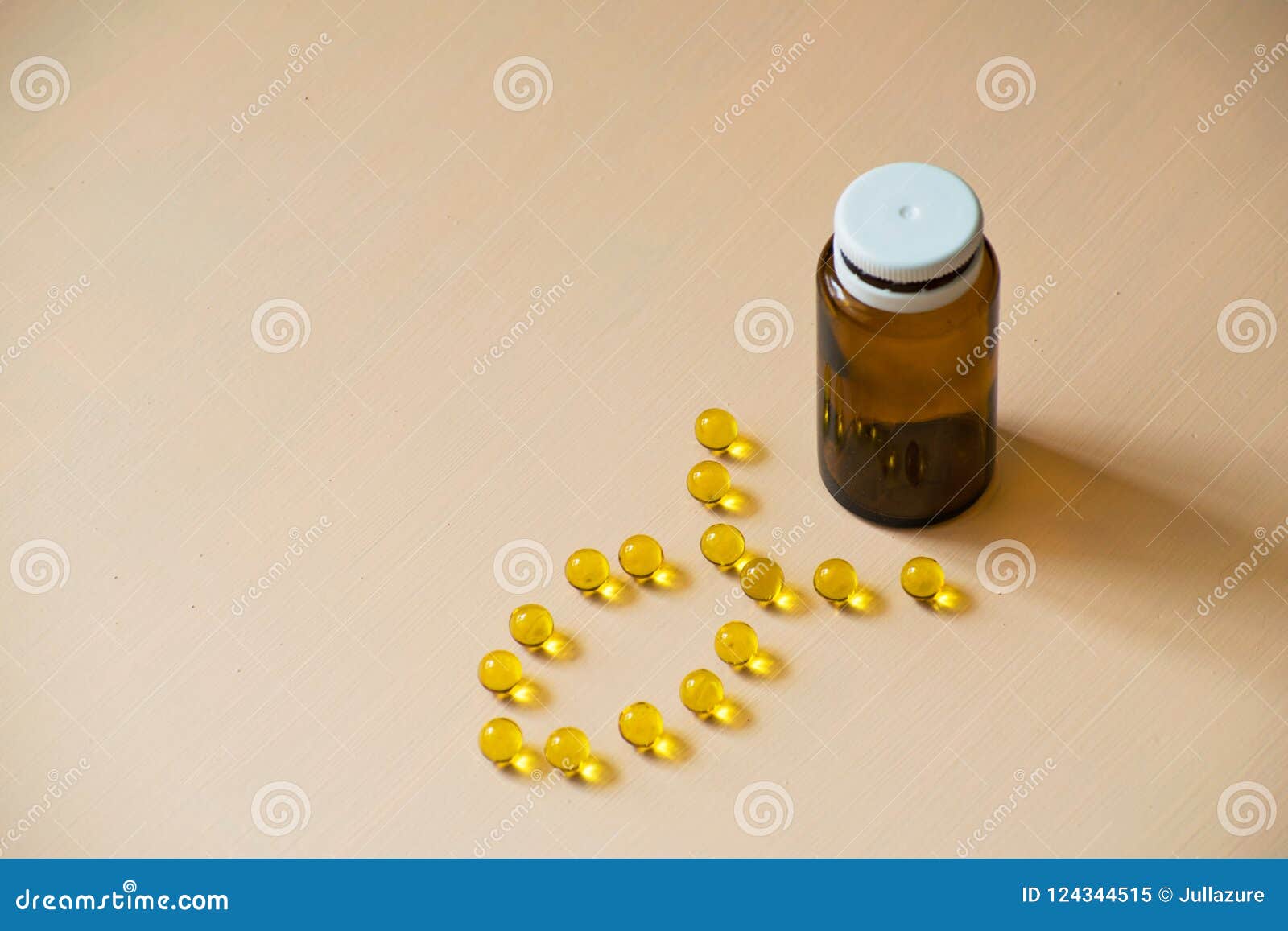 Omega 3 Capsules. One Bottle of Omega 3 Capsules. Fish Fat. Stock Image