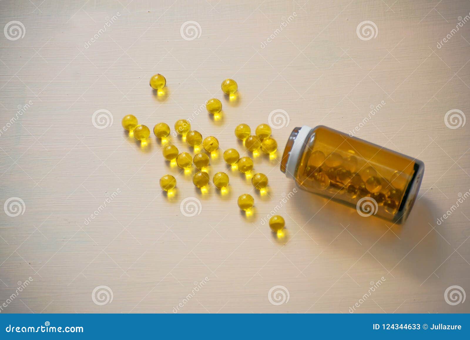 Omega 3 Capsules. One Bottle of Omega 3 Capsules. Fish Fat. Stock Image