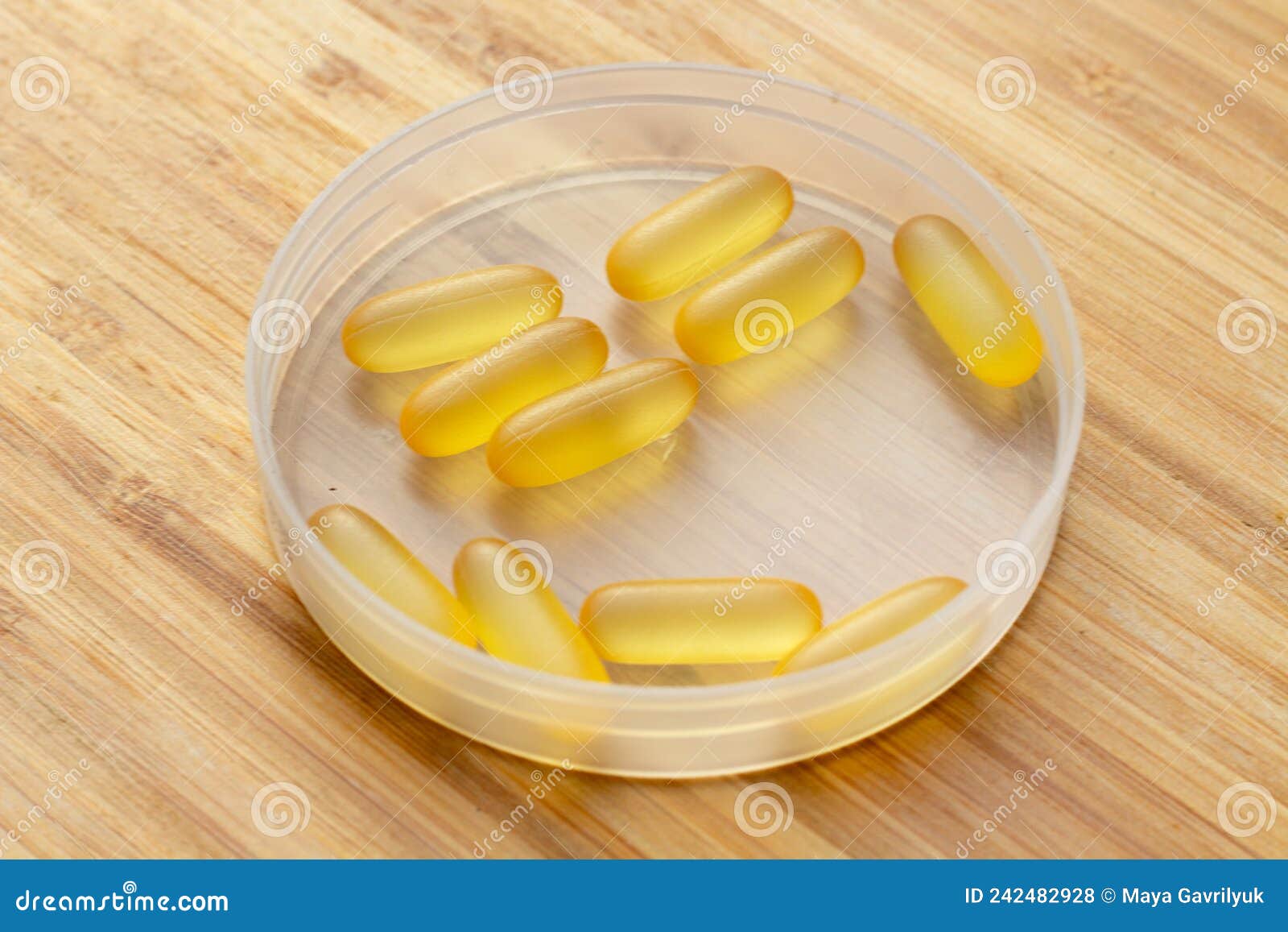 Omega 3 Gel Capsules on the Wooden Table Stock Photo Image of omega