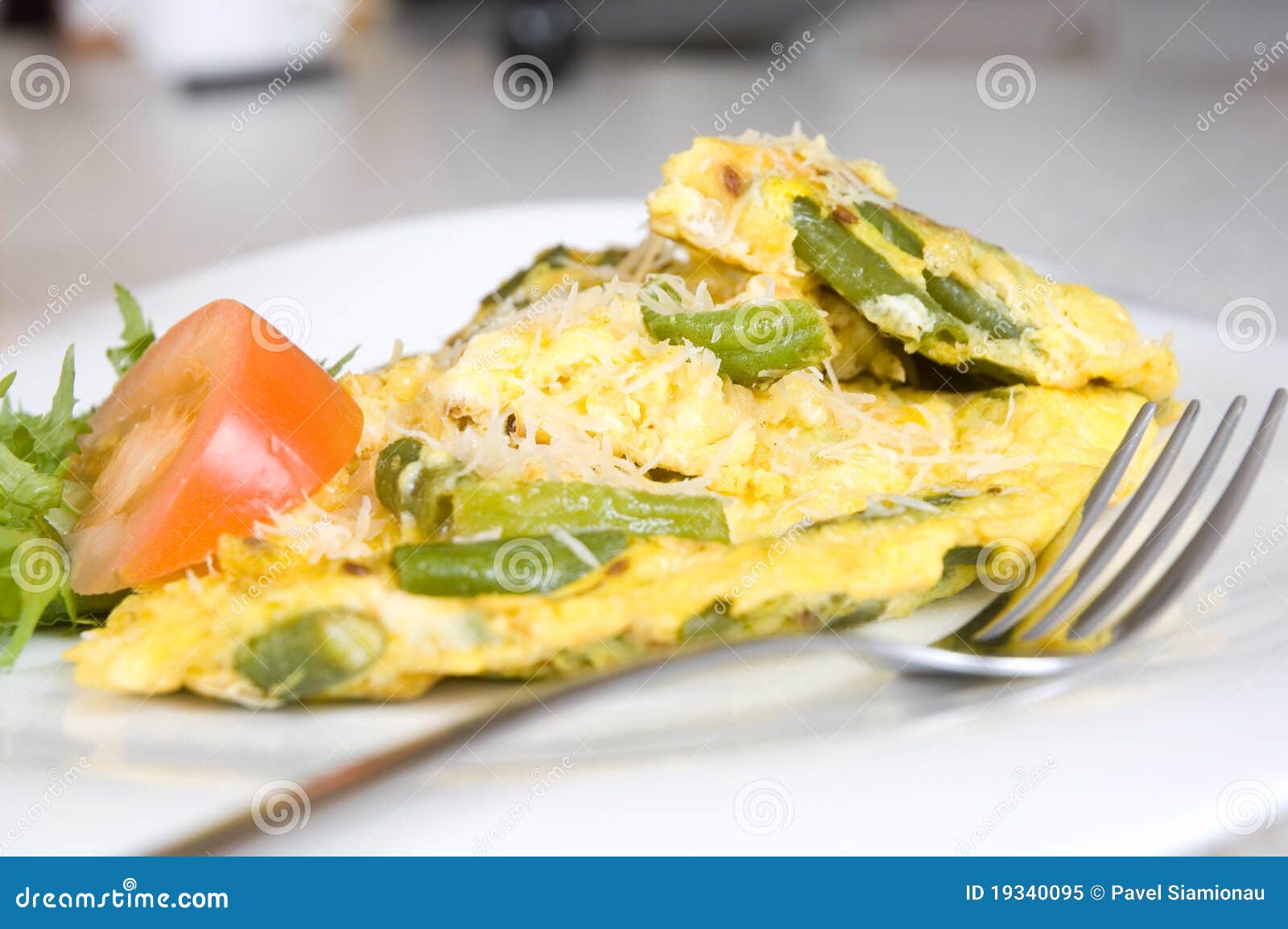 Omelet with green bean stock image. Image of natural 19340095