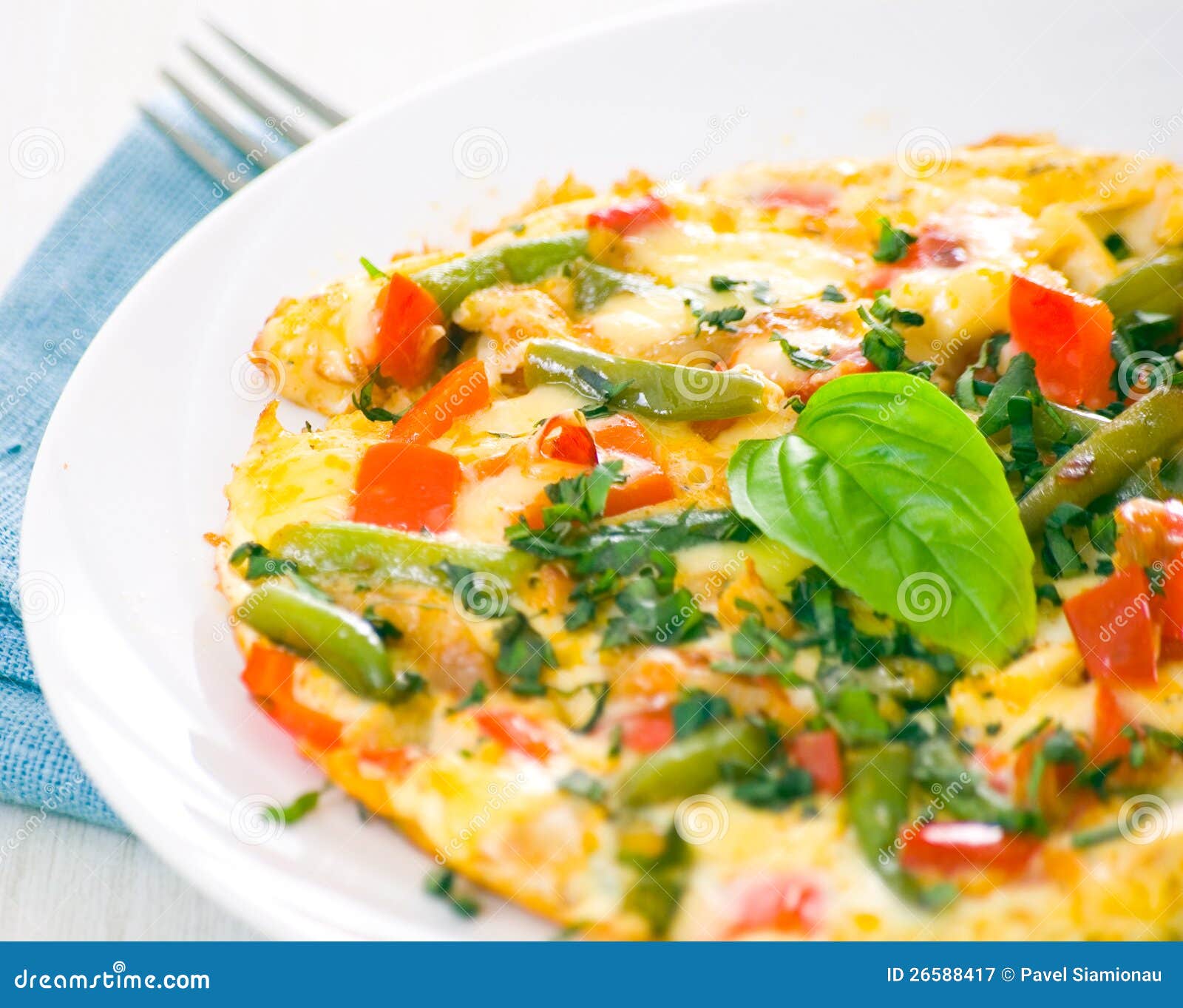 Omelet with green bean stock image. Image of cooked, dispenser 26588417