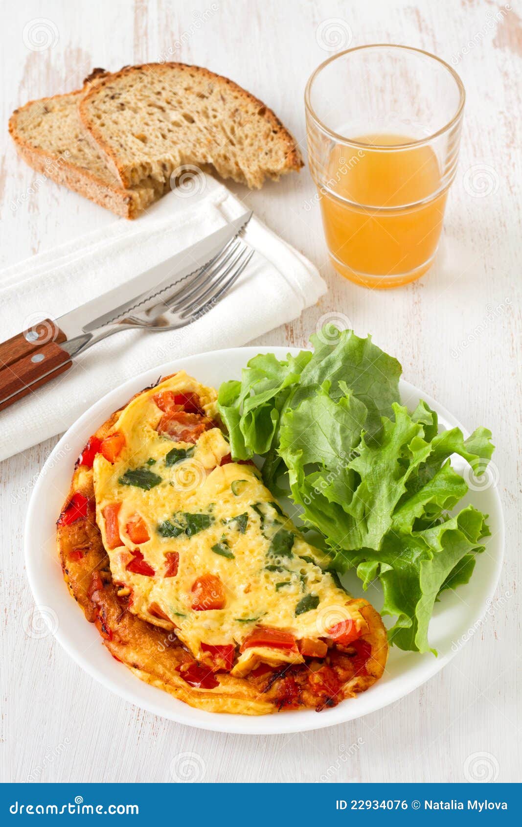 Omelet with lettuce stock photo. Image of food, omelet 22934076