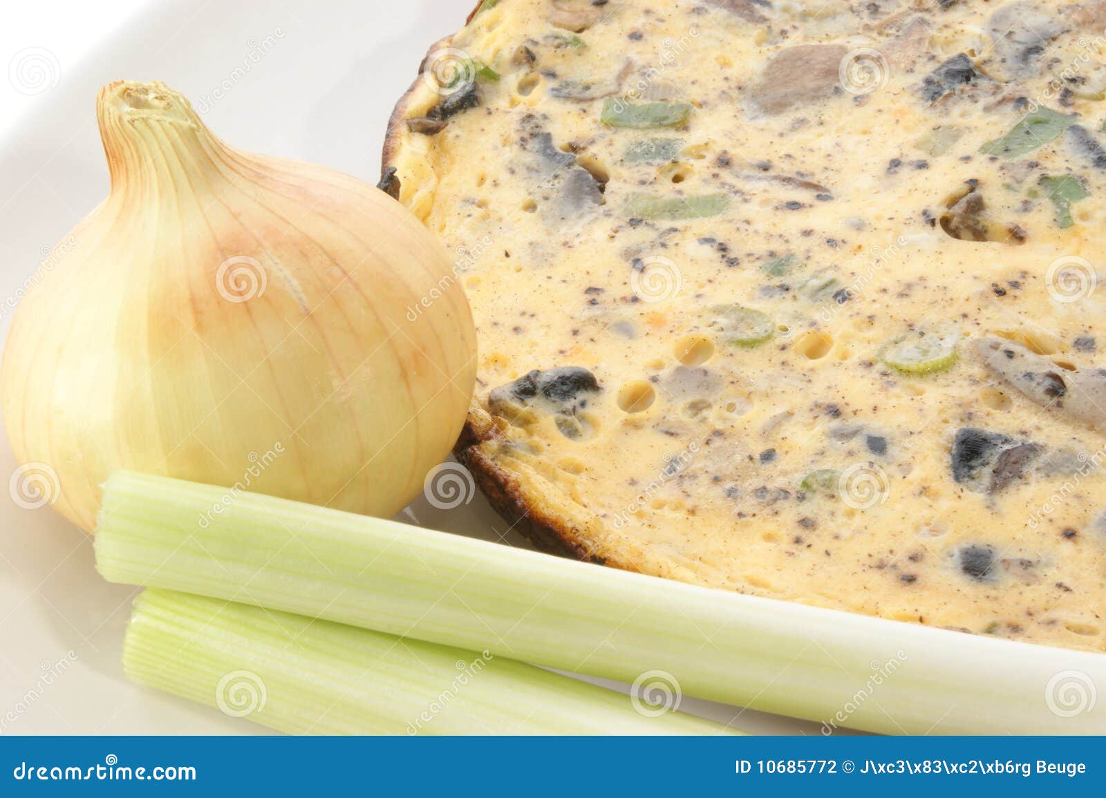 Omelet with Mushroom and Spring Onion Stock Photo Image of eating