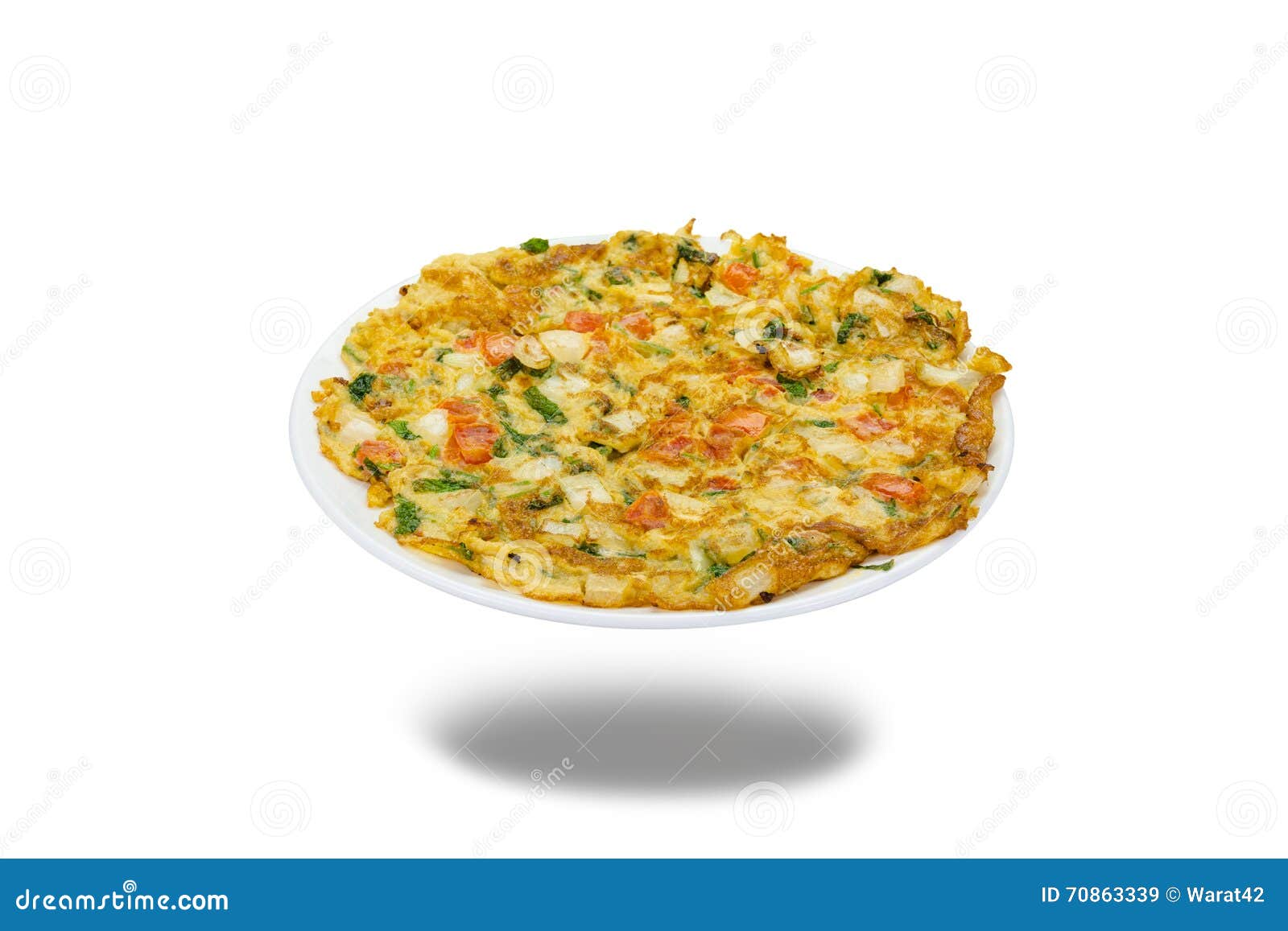 Omelet with Onion Leaves and Tomato,clipping Path Stock Image Image