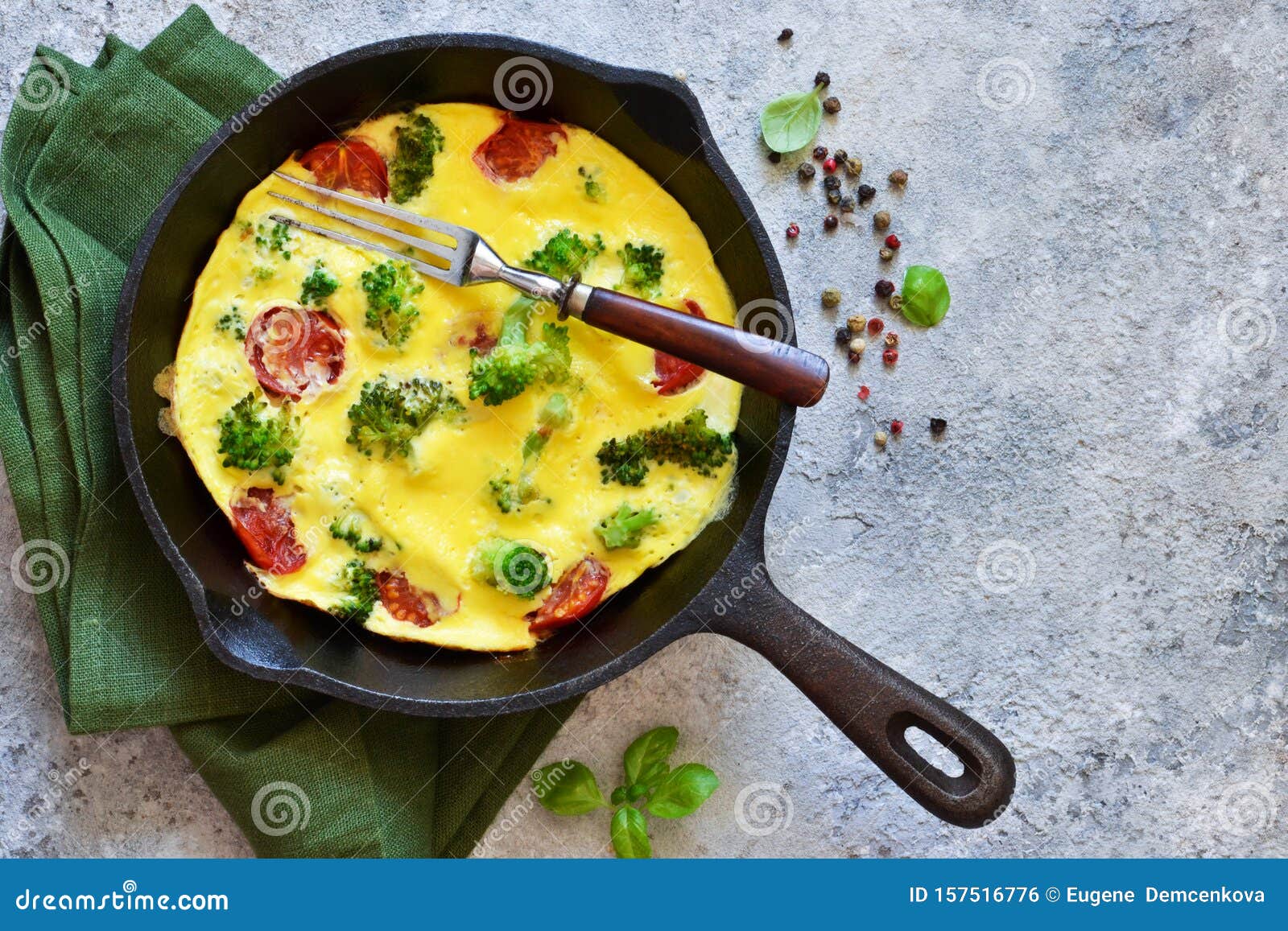 Omelet with Vegetables in a Castiron Pan Stock Photo Image of lunch