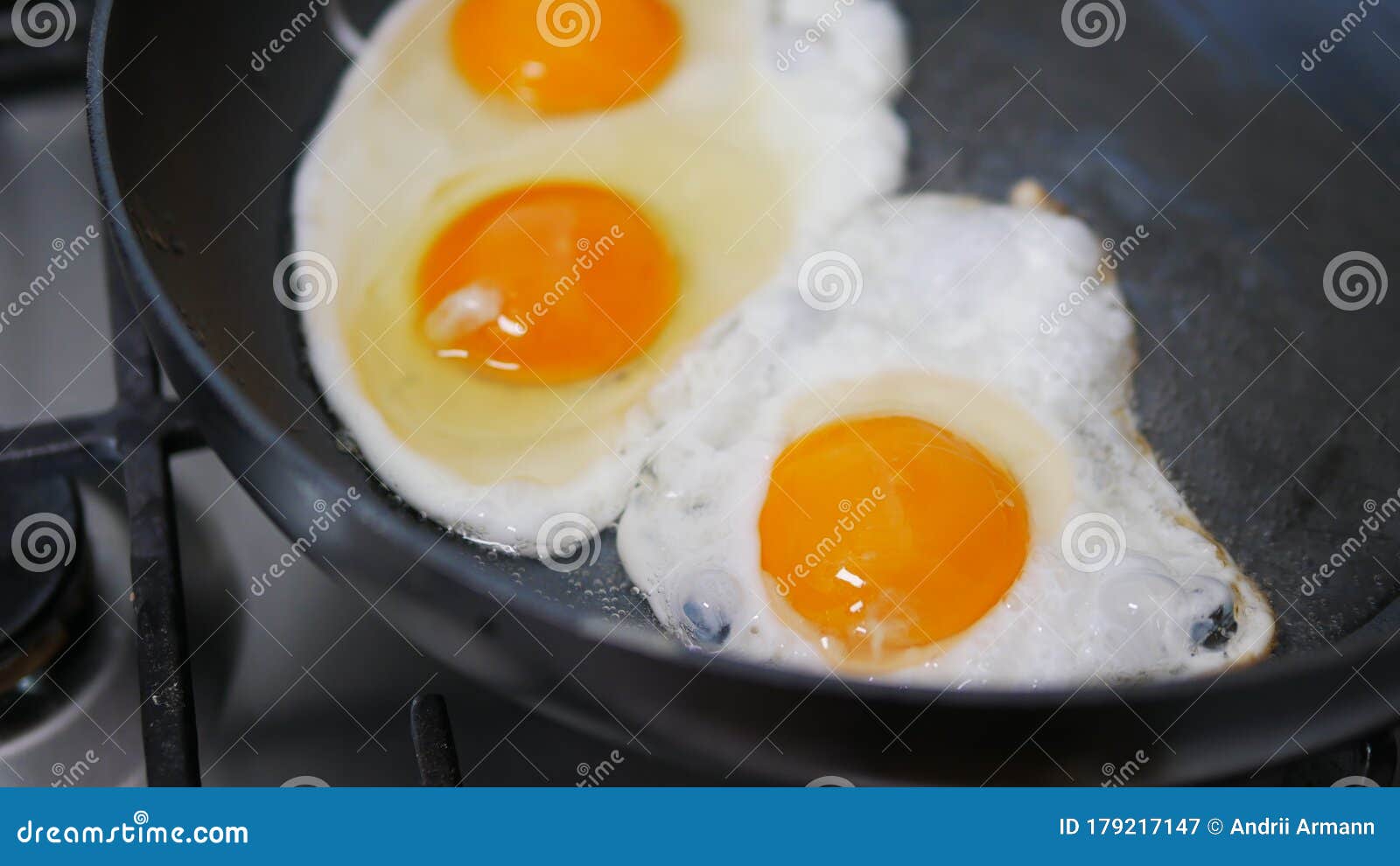 Omelette One Yolk in a Pan Fry Eggs Stock Image Image of morning