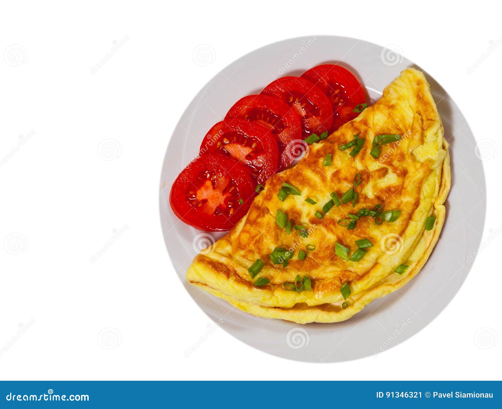 omelette on plate. top view. 