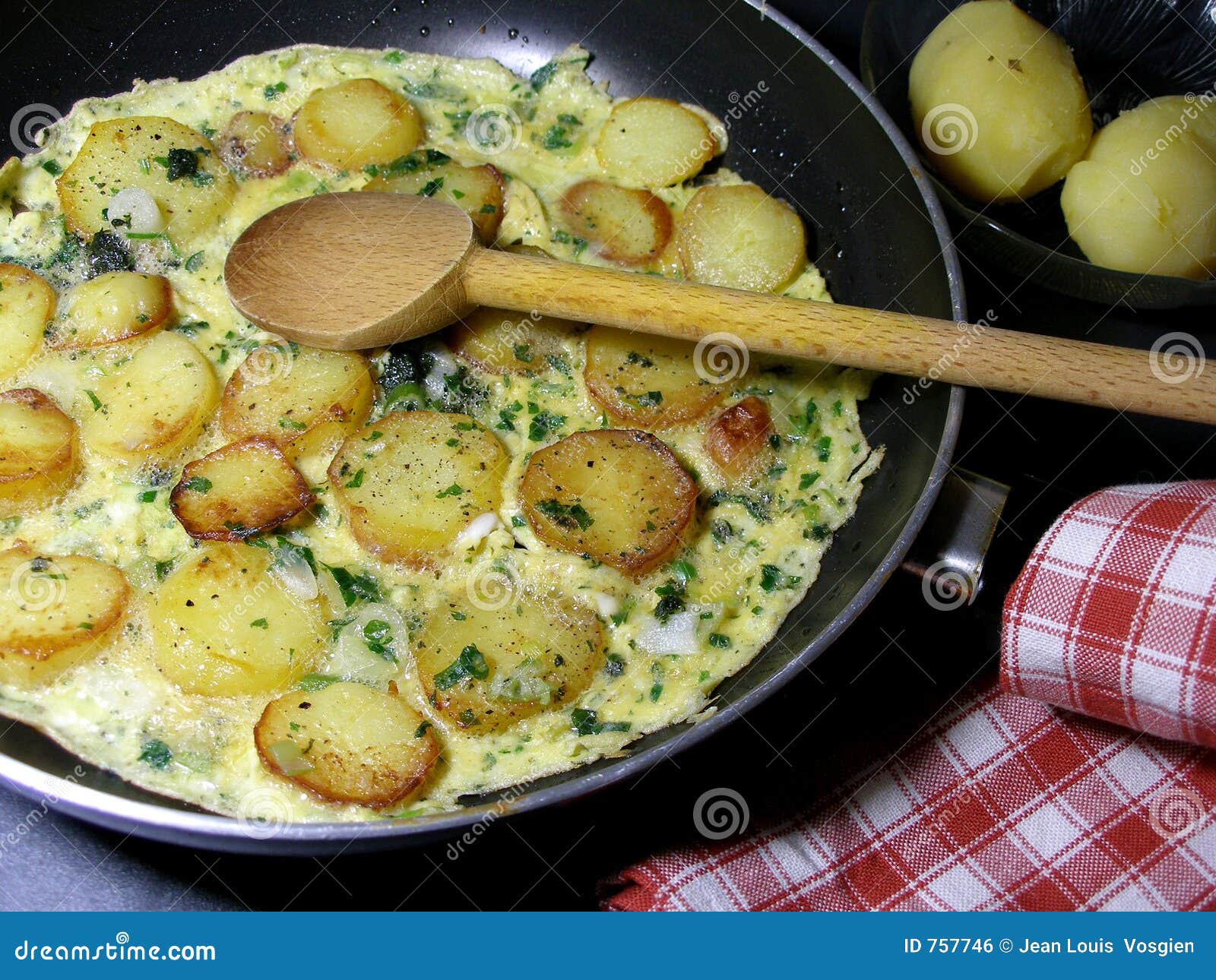 Omelette with Potato and Herbs Stock Photo Image of dish, snack 757746