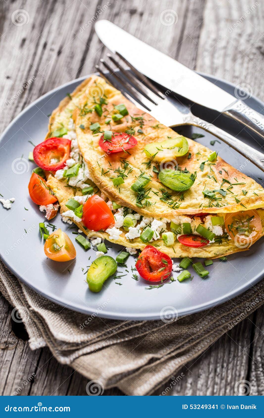 Omelette with vegetables stock image. Image of dish, food 53249341