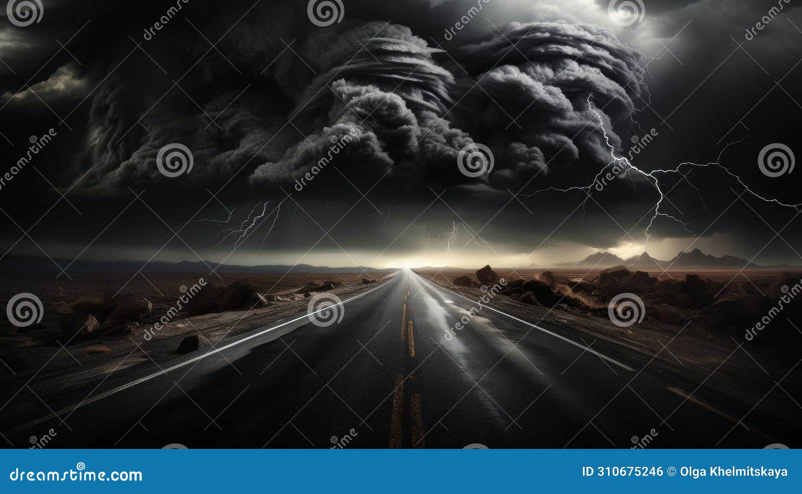 ominous sky and serene landscape with dark clouds gathering, signaling approaching tornado