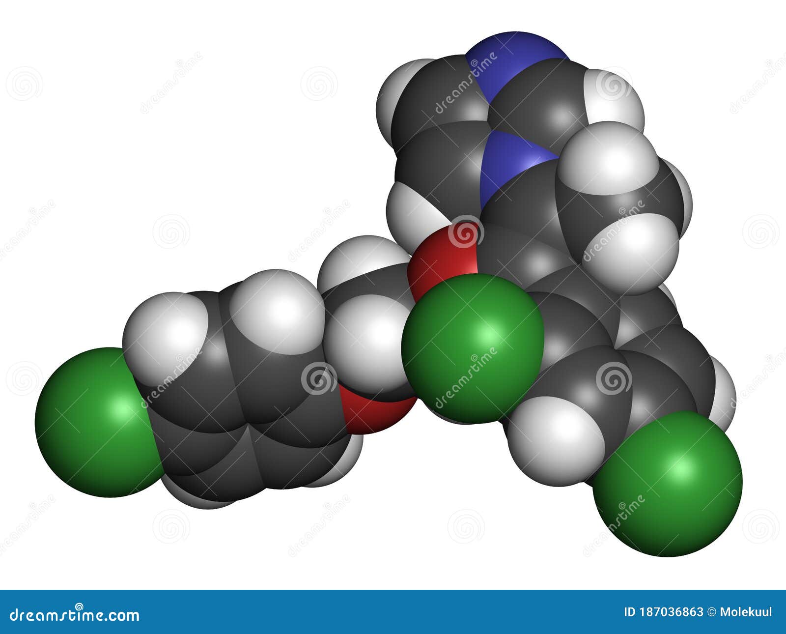 Omoconazole Antifungal Drug Molecule. 3D Rendering Stock Illustration