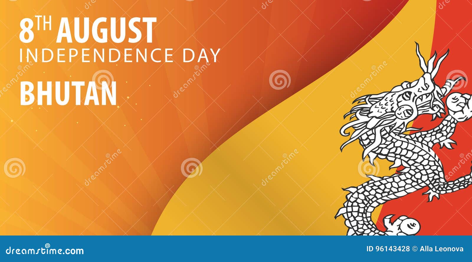 Onafhankelijkheidsdag van Bhutan Vlag en Patriottische Banner Vector illustratie