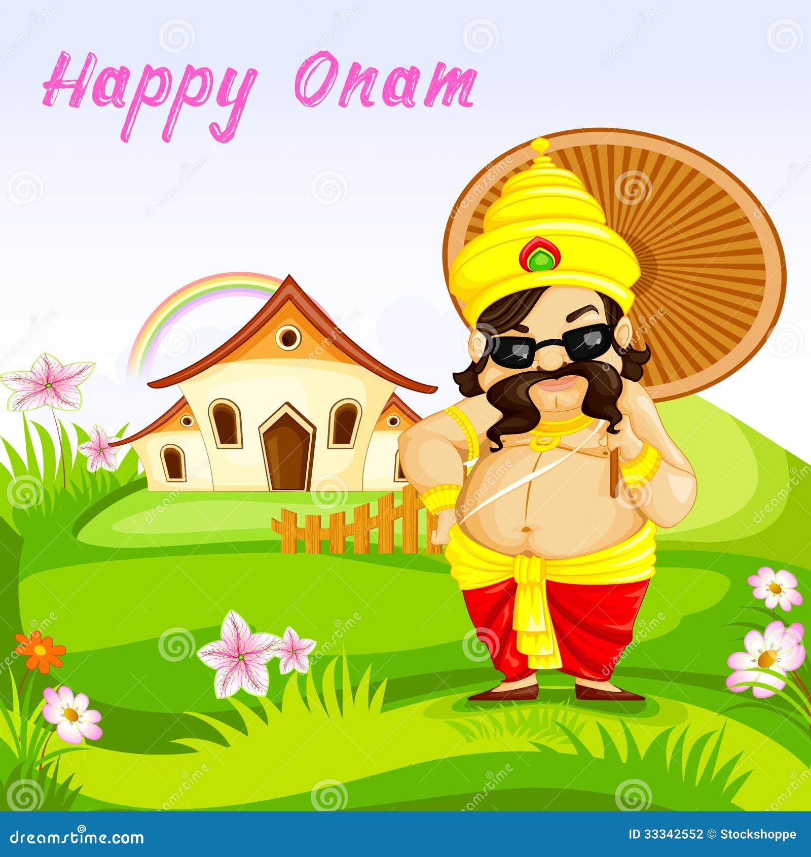 Onam Greetings stock vector. Illustration of mahabali - 33342552
