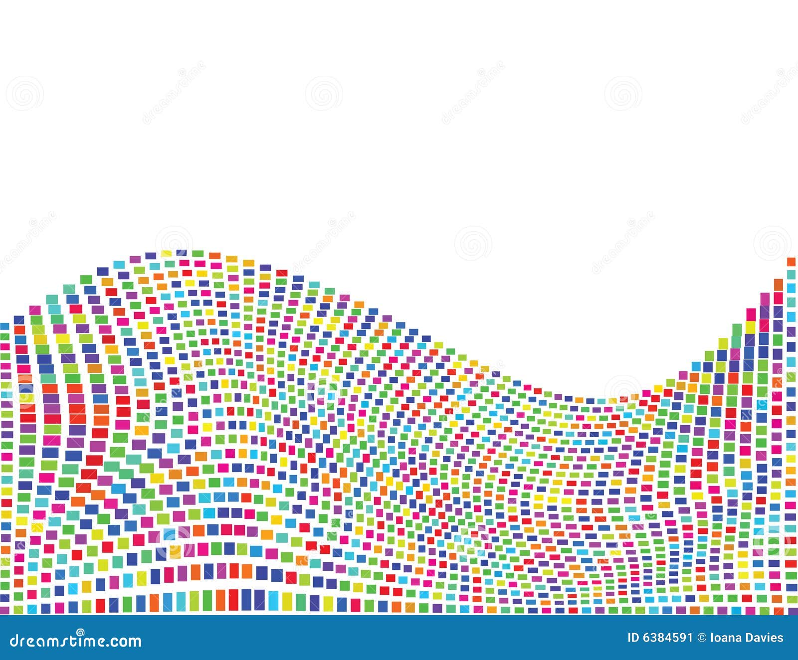 Onda di quadrati storta. Vettore - onda storta elegante fatta dei quadrati multicolori