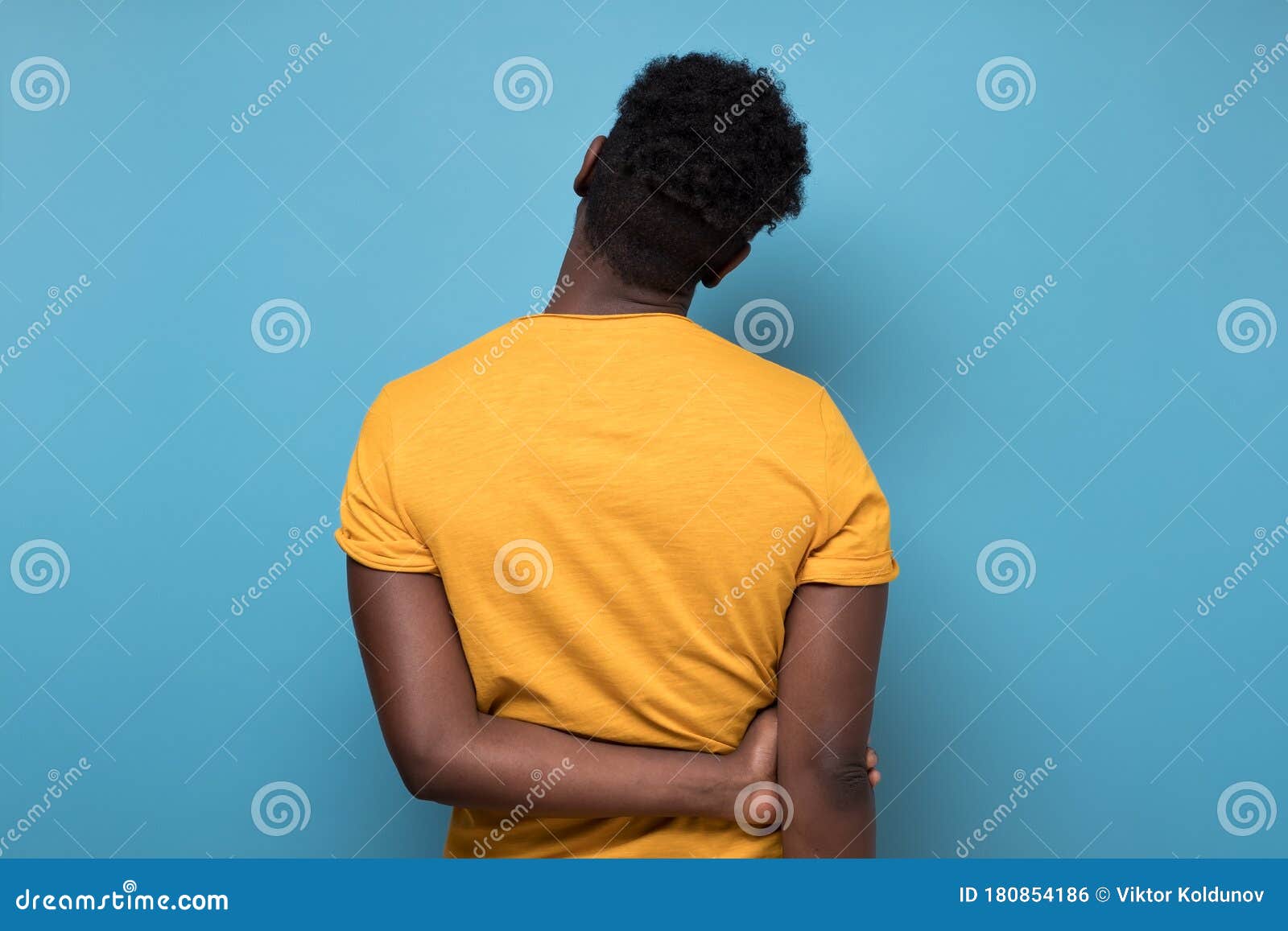 One African American Man Portrait Turning Backside Being Sad Despair or ...