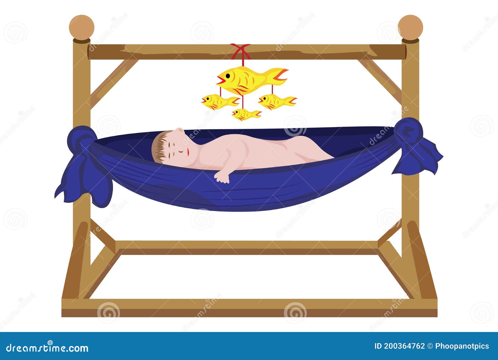 One Baby Sleeping in Cradle Vector Design Stock Vector Illustration of child, wood 200364762