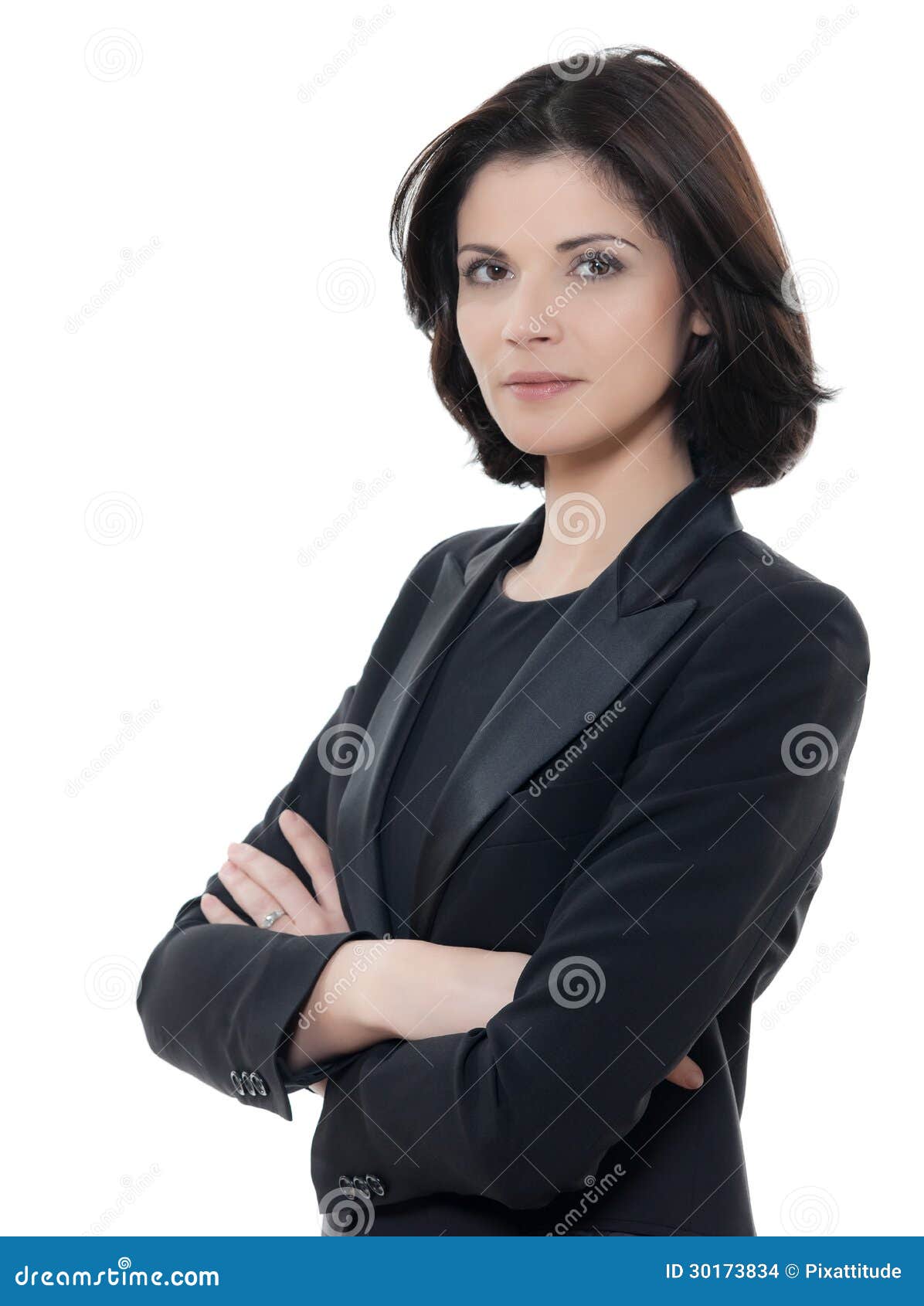 beautiful serious caucasian business woman portrait arms crosse