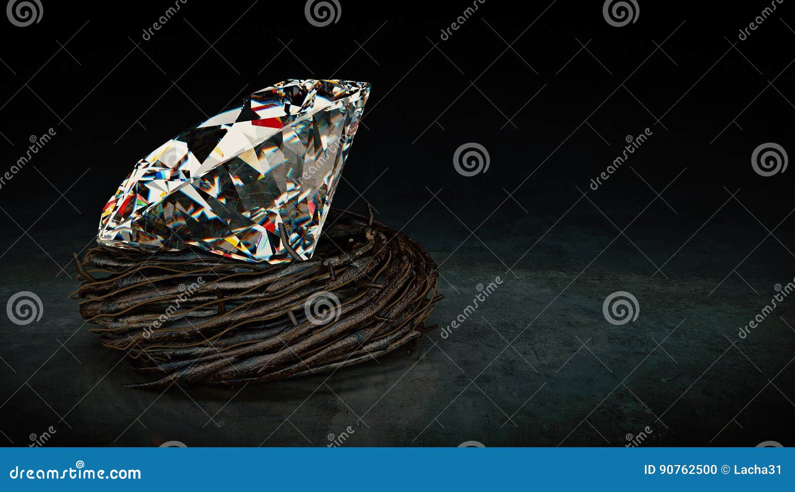 One big Diamond in nest. stock illustration. Illustration of business