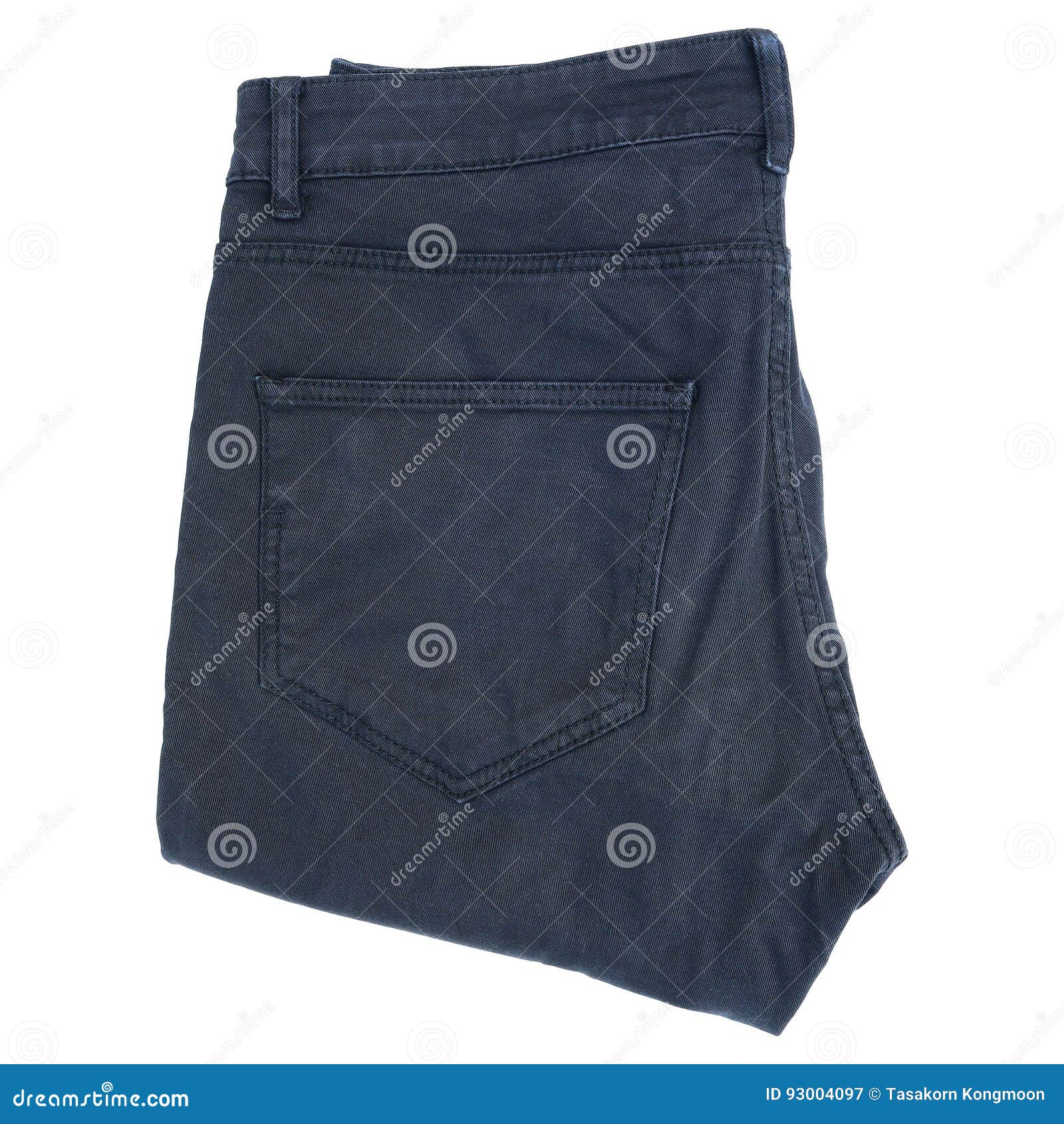 One Black Folding Jeans Isolated on White Stock Image Image of