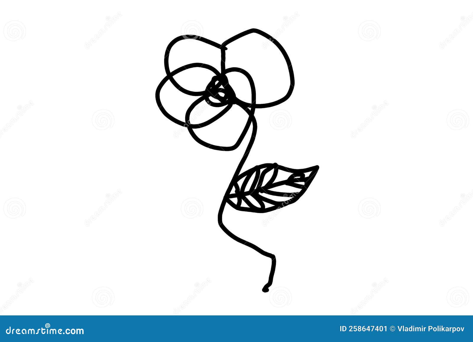 One Black Line Drawing of a Flower Stock Vector Illustration of icon