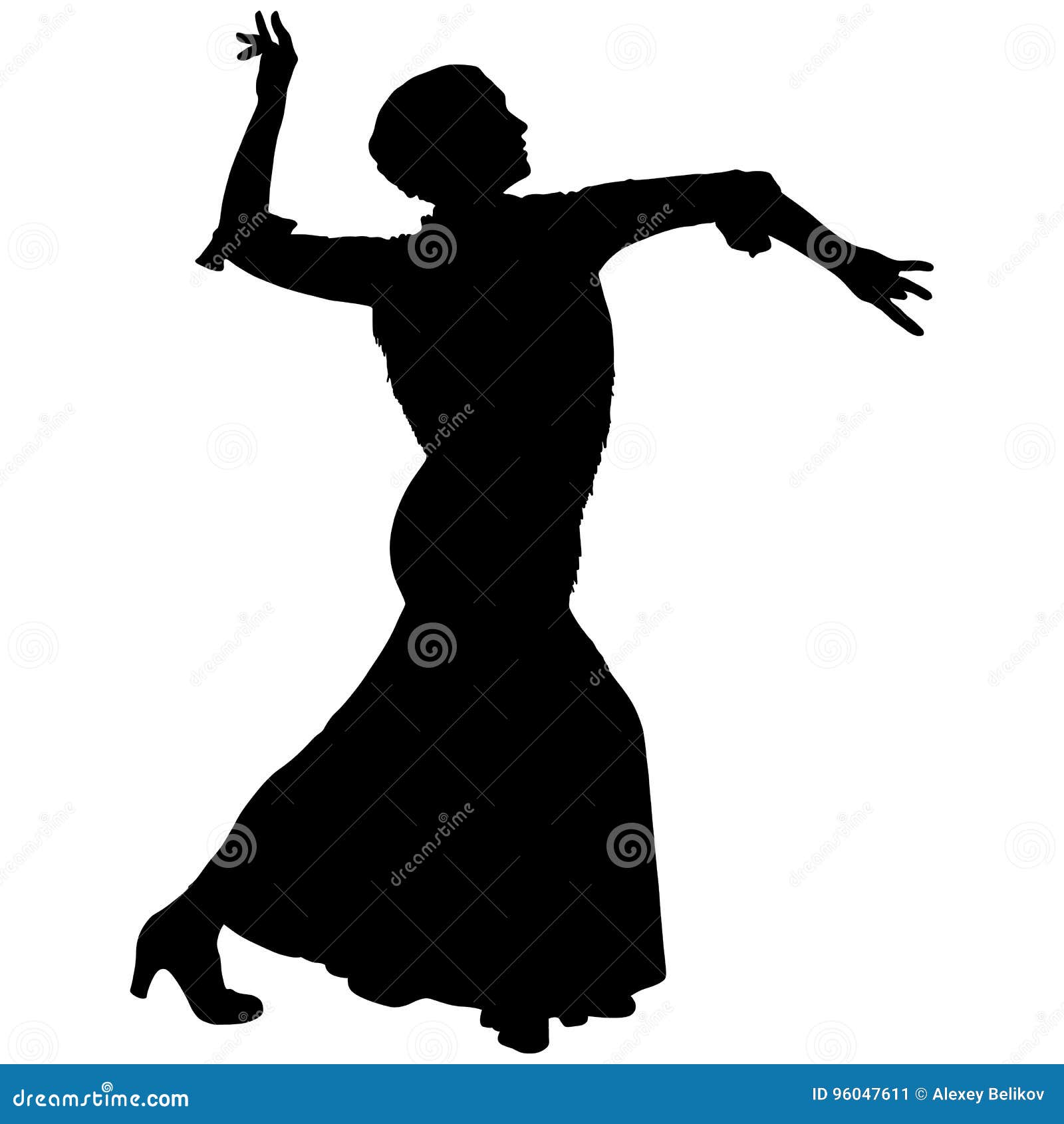 One Black Silhouette of Female Flamenco Dancer Stock Vector ...