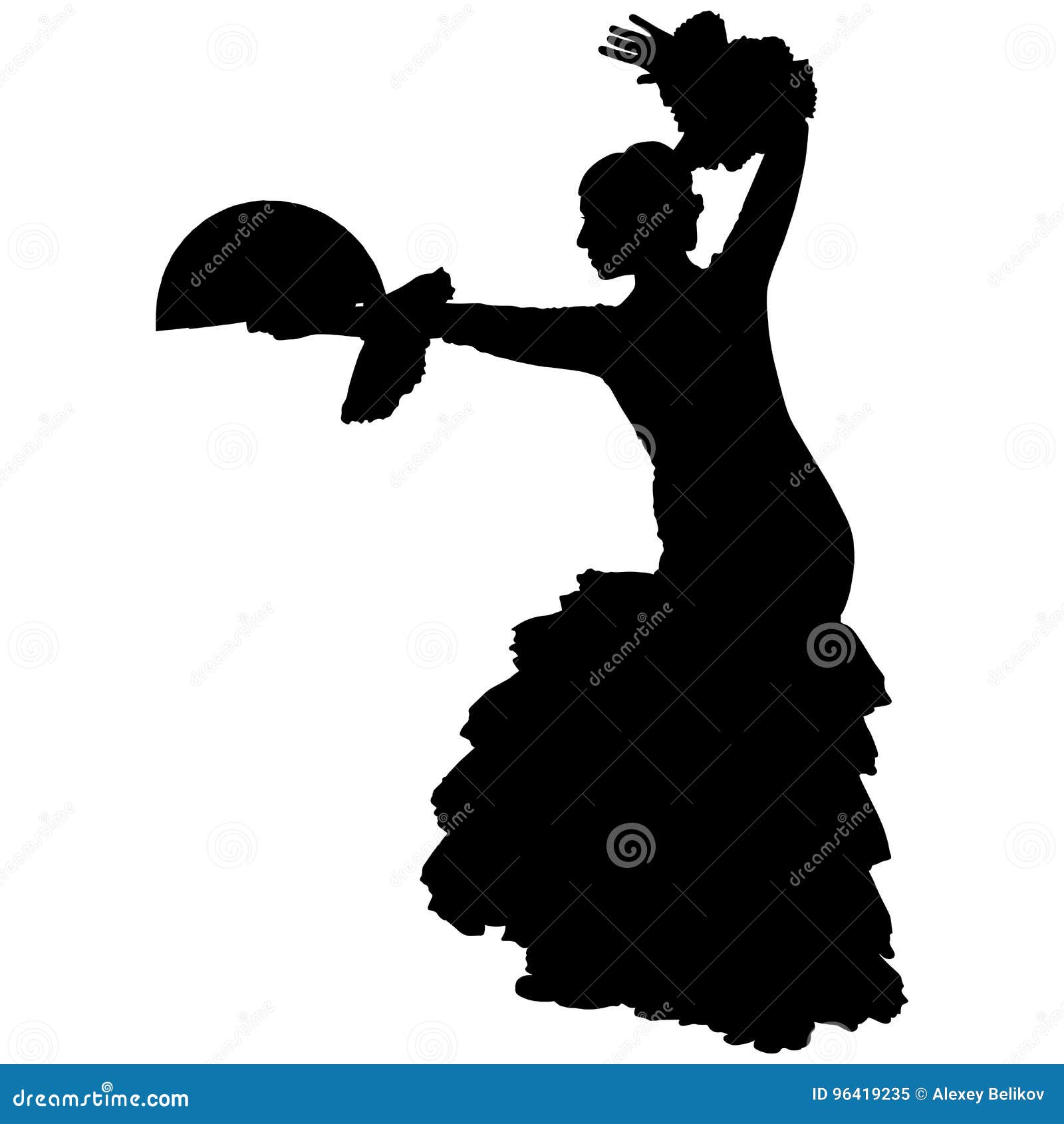 One Black Silhouette of Female Flamenco Dancer Stock Vector ...