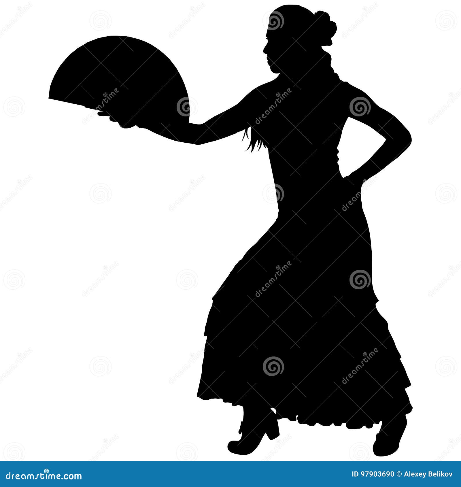 One Black Silhouette of Female Flamenco Dancer Stock Vector ...