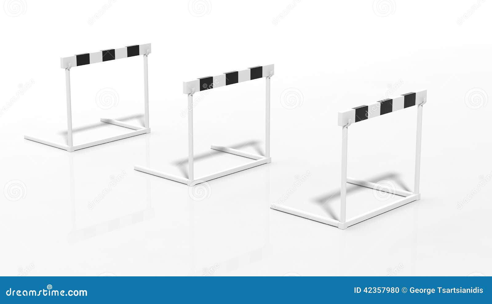 Hurdles Isolated On White Background, Copy Space, 3d Illustration