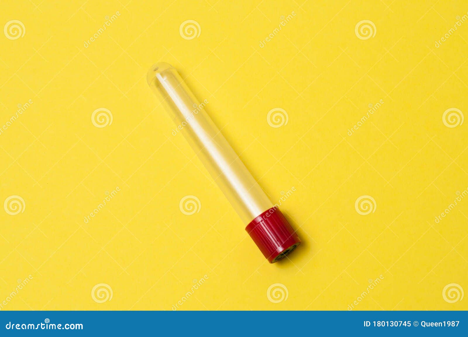 One Blood Collection Tube On A Yellow Background RoyaltyFree Stock
