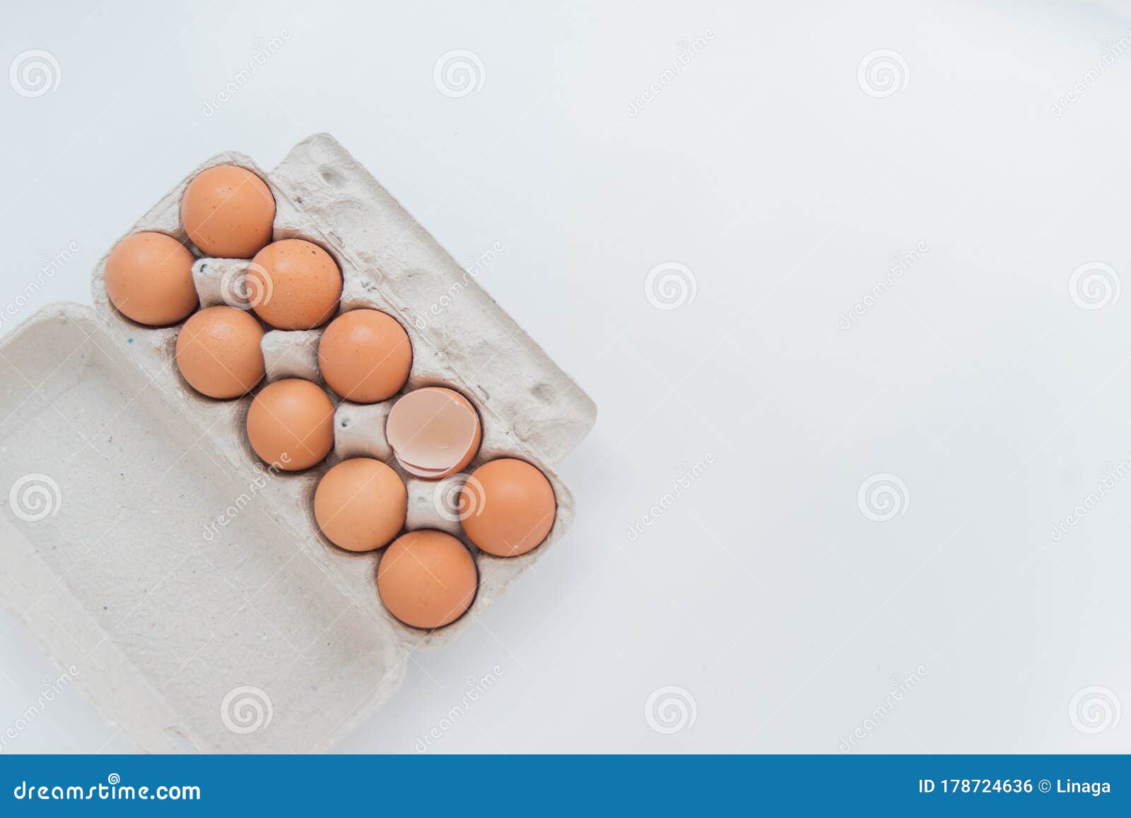 One Broken Egg in Carton Package Stock Photo Image of fresh, nature