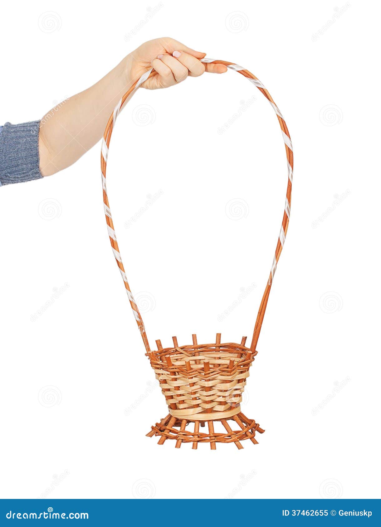 One Brown Empty Basket for Flowers on Woman S Hand Stock Image Image