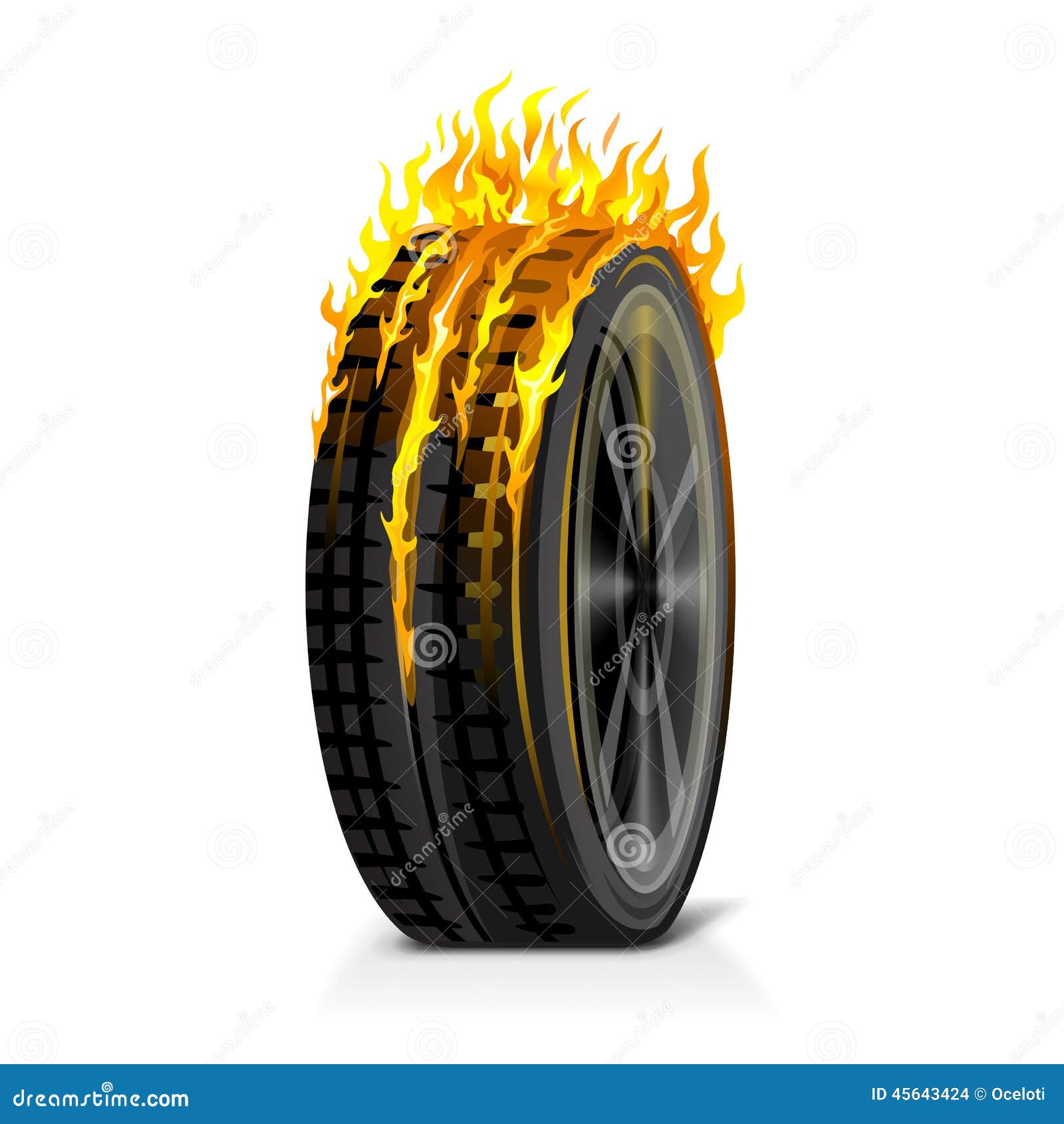 One Burning Tire stock vector. Illustration of motorized 45643424